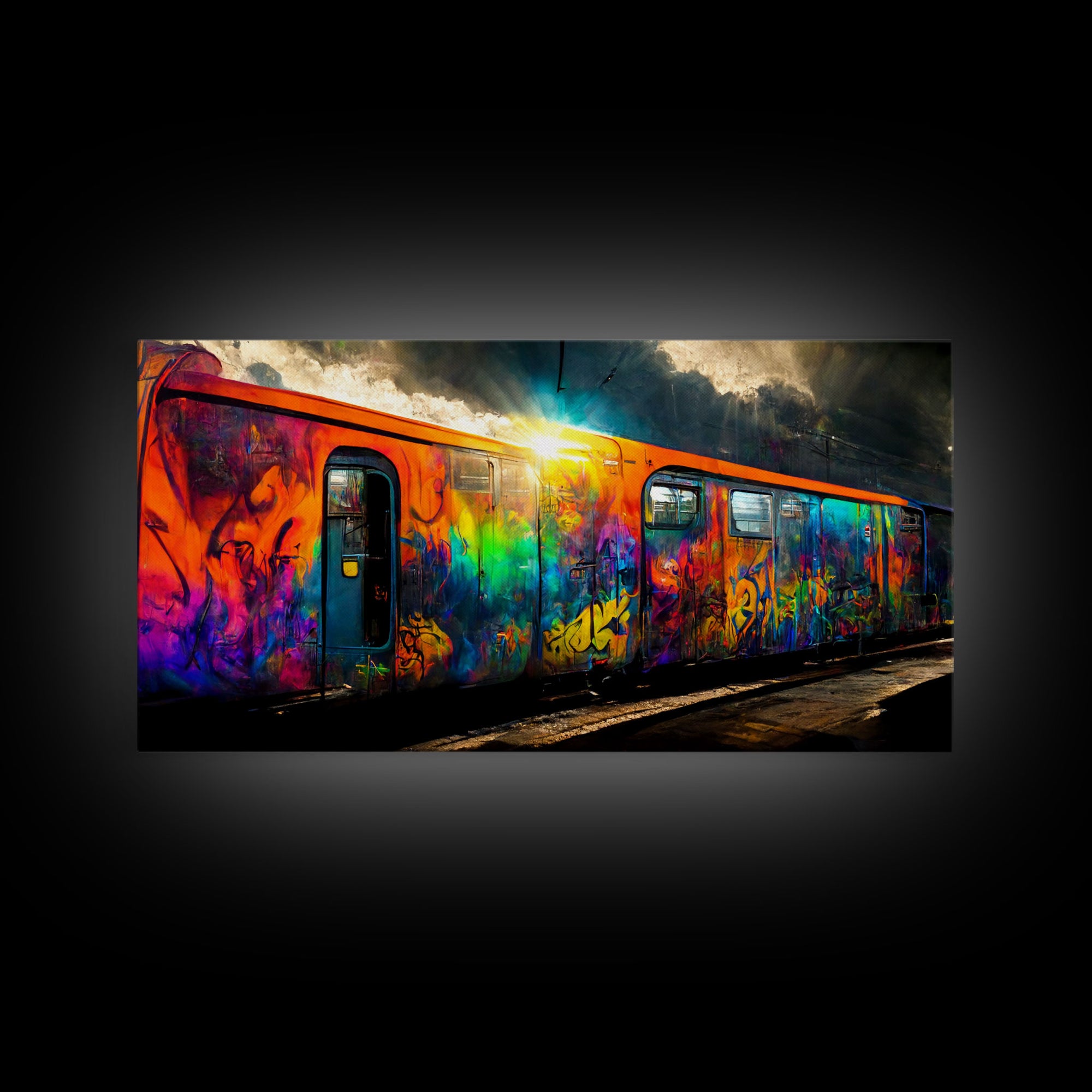 Train car graffiti wall decor, train box car, ready to hang canvas print wall art, graffiti art