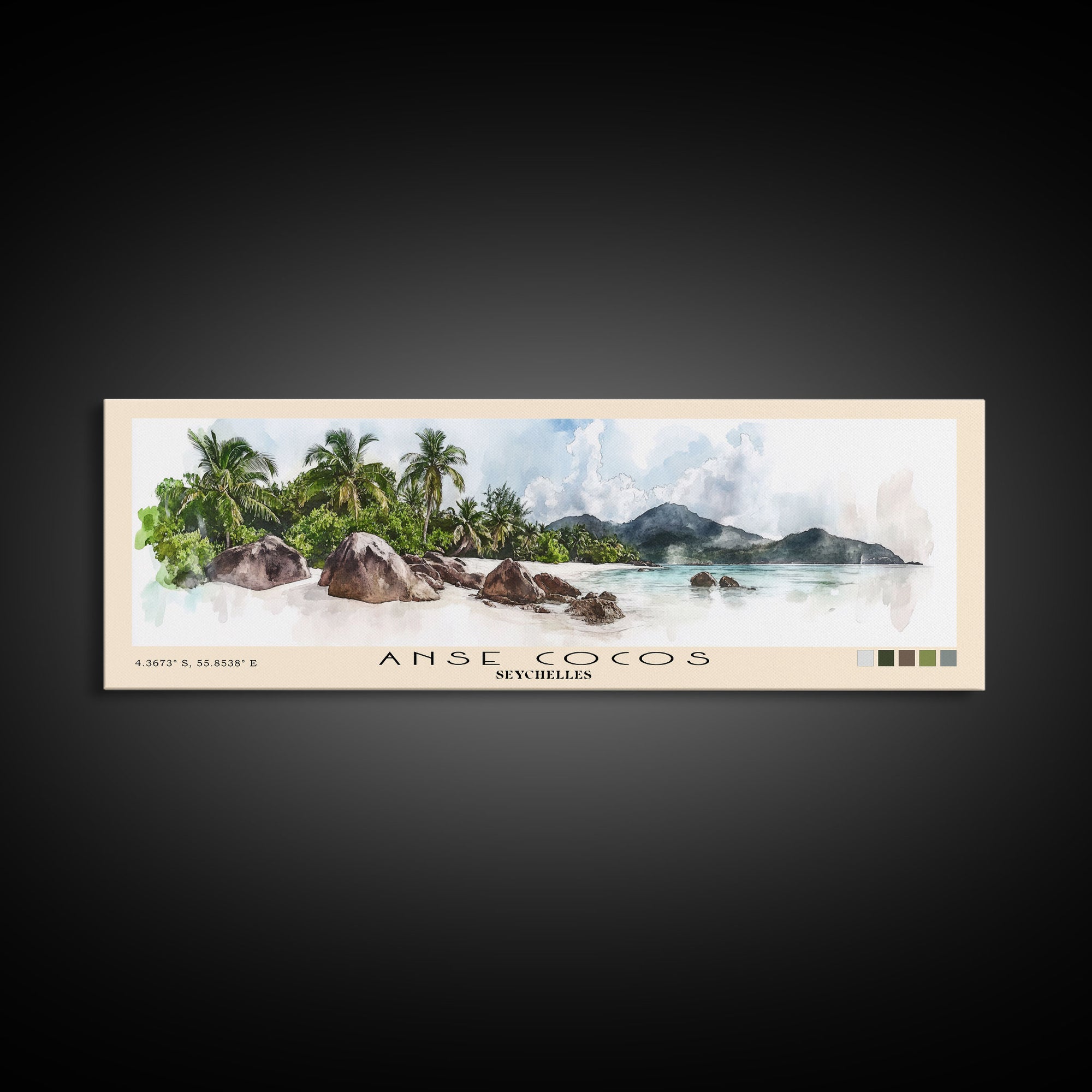 Anse Cocos, Seychelles Watercolor Beach Print, Vacation Gift, Seychelles Wall Art, Beach Painting, Beach Decor, Beach Painting