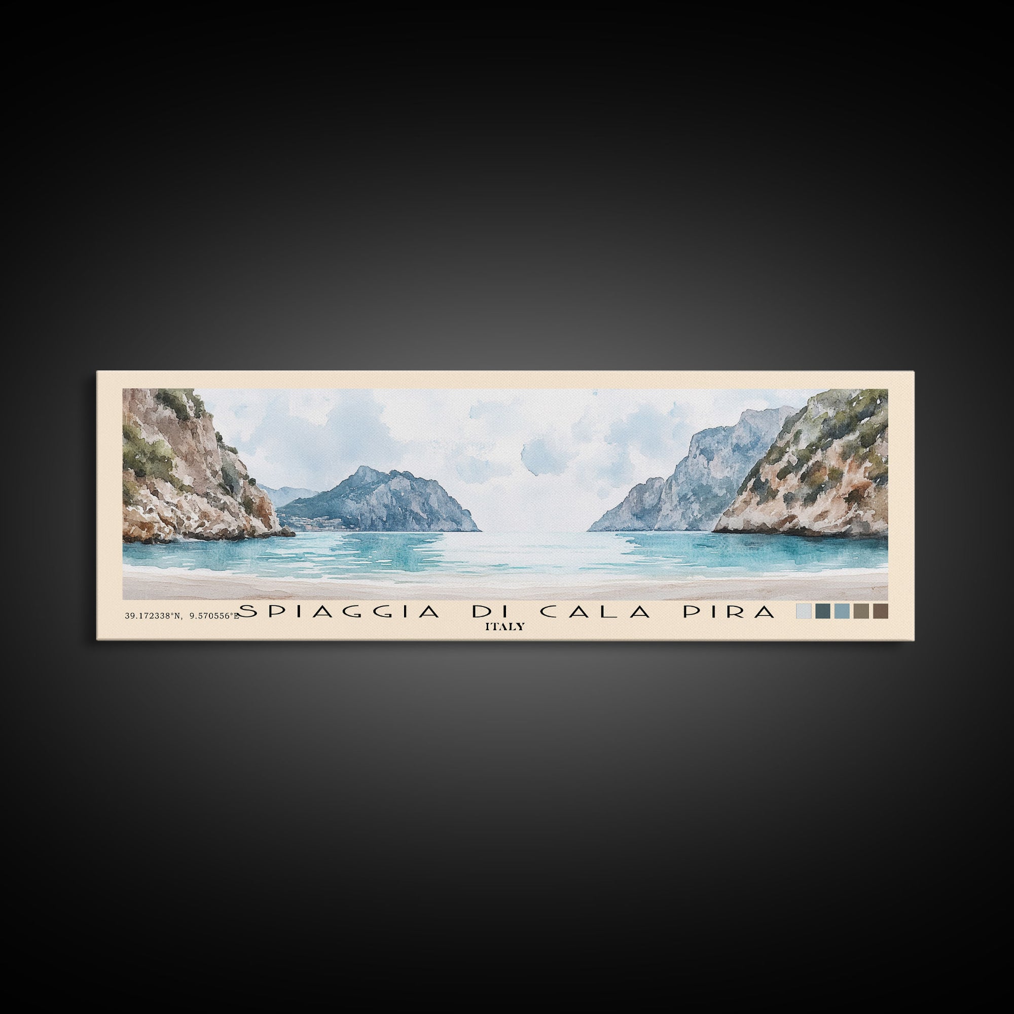 Spiaggia di Cala Pira, Italy Watercolor Print, Vacation Gift, Italy Wall Art, Beach Painting, Beach Decor, Beach Or Lakehouse Art