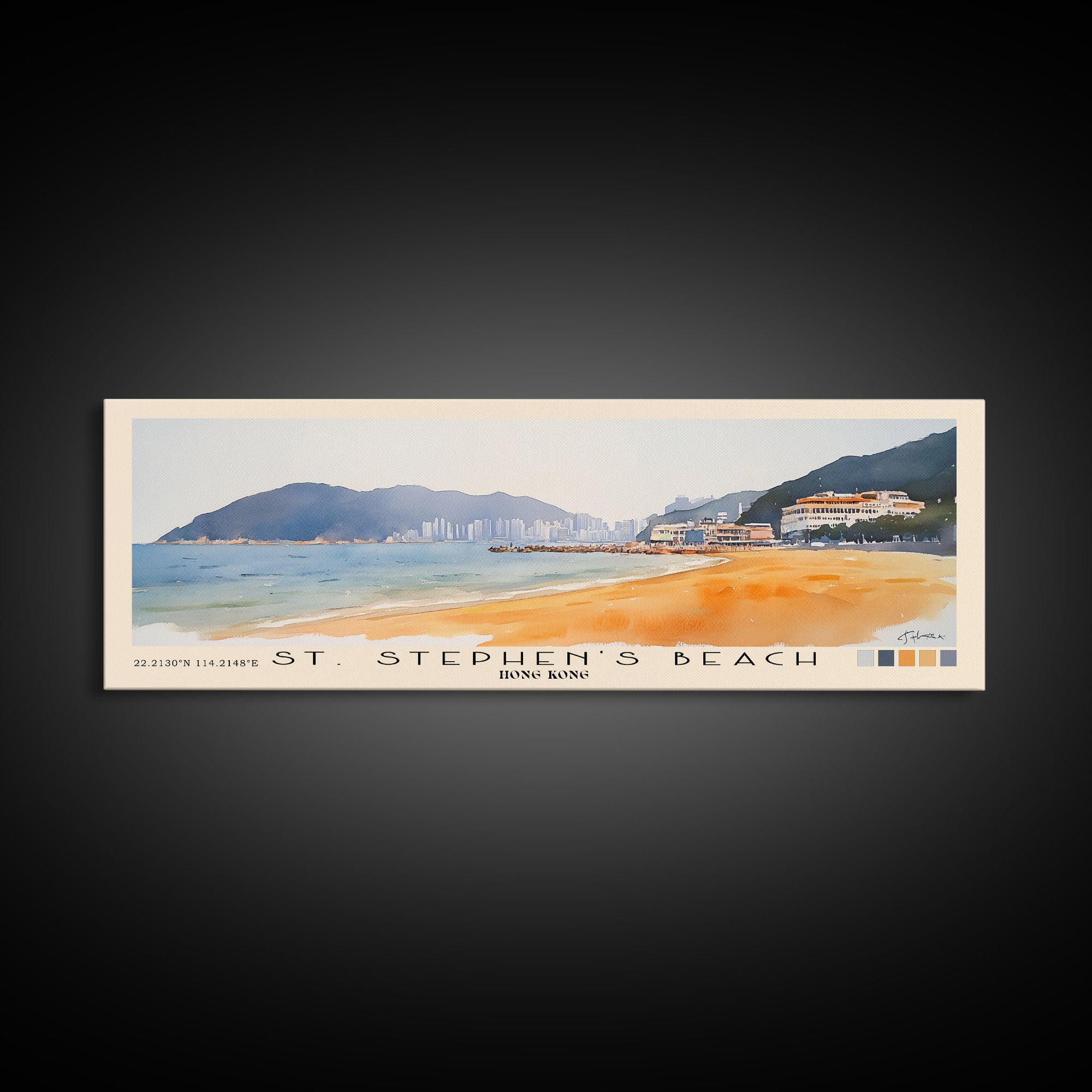 St. Stephen's Beach, Hong Kong Watercolor Print, Vacation Gift, Hong Kong Wall Art, Beach Painting, Beach Decor, Beach Or Lakehouse Art