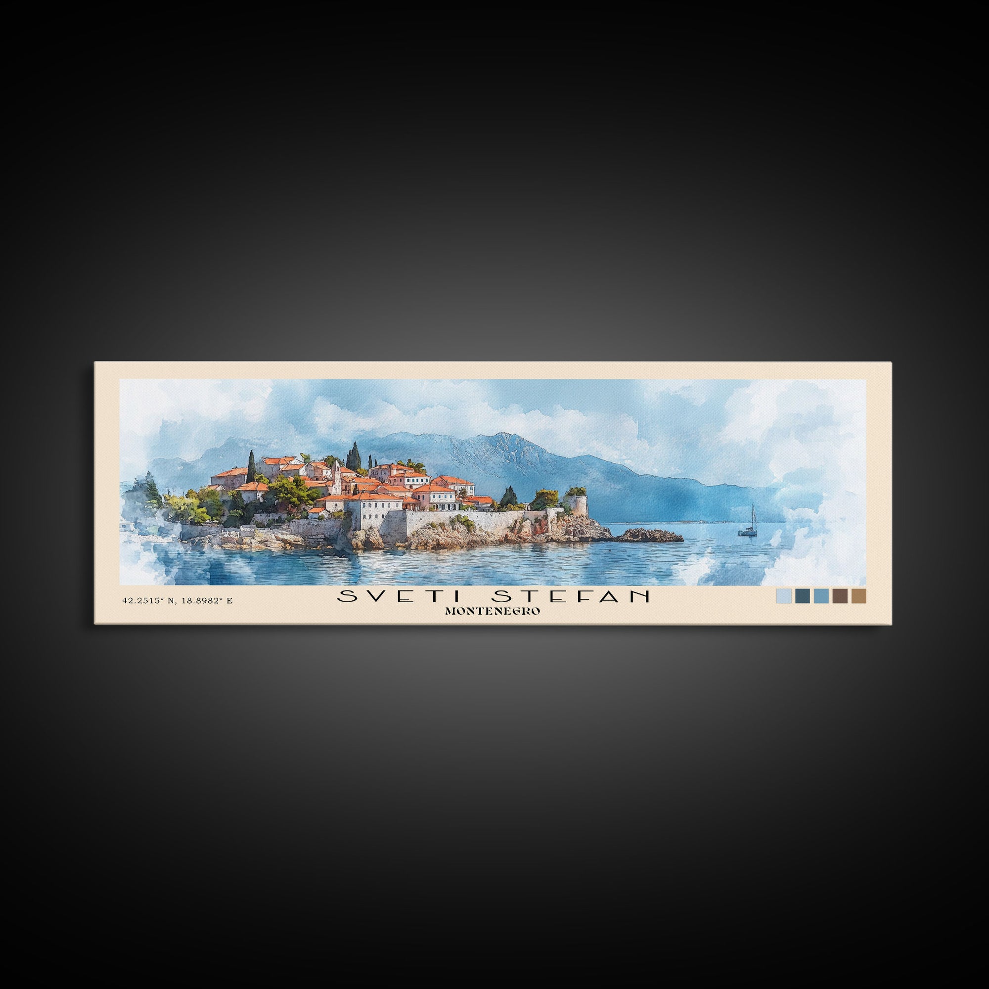 Sveti Stefan, Montenegro Watercolor Print, Vacation Gift, Montenegro Wall Art, Vacation Wall Art, Vacatation Memories, Beach Decor, Beach Or Lakehouse Art