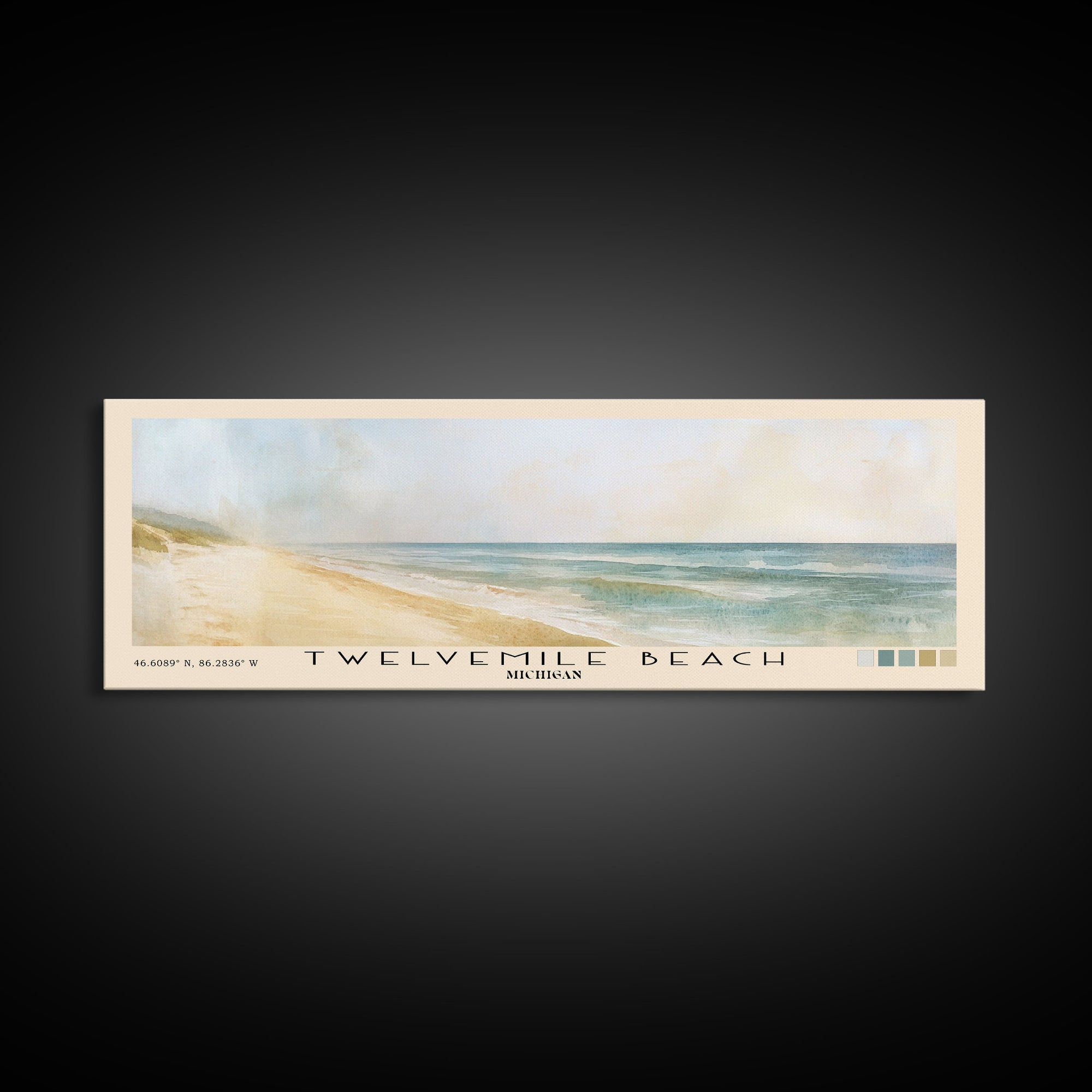 Twelvemile Beach, Michigan Watercolor Print, Vacation Gift, Michigan Wall Art, Beach Painting, Beach Decor, Large Wall Art, Wood Frame Art