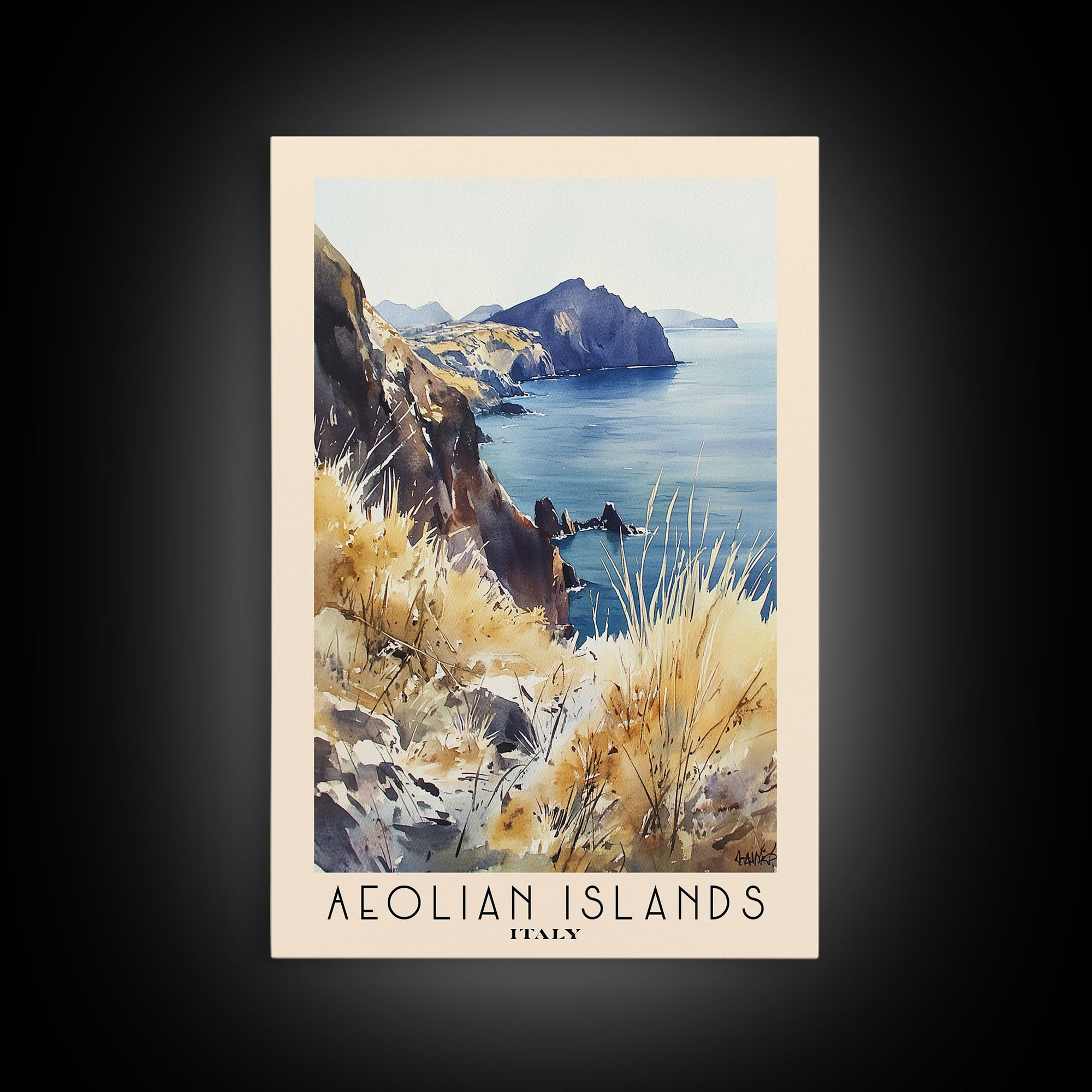 Aeolian Islands, Italy Watercolor Print, Vacation Gift, Italy Wall Art, Vacation Wall Art, Vacatation Memories, Beach Decor, Beach Or Lakehouse Art