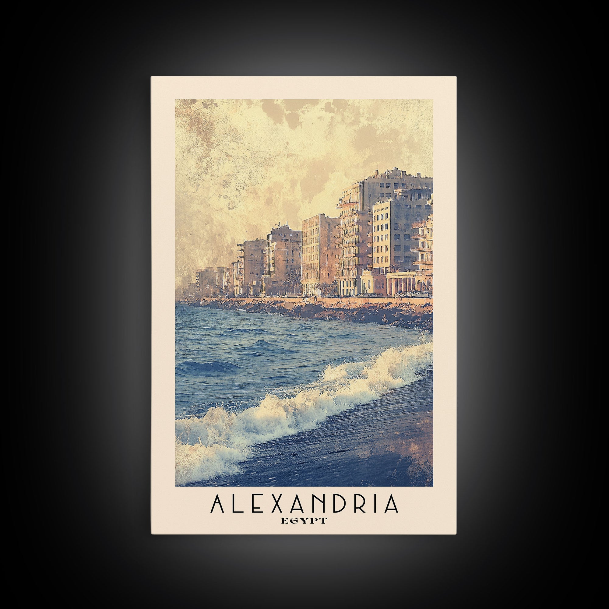 Alexandria, Egypt Watercolor Beach Print, Vacation Gift, Egypt Wall Art, Beach Painting, Beach Decor, Beach Painting