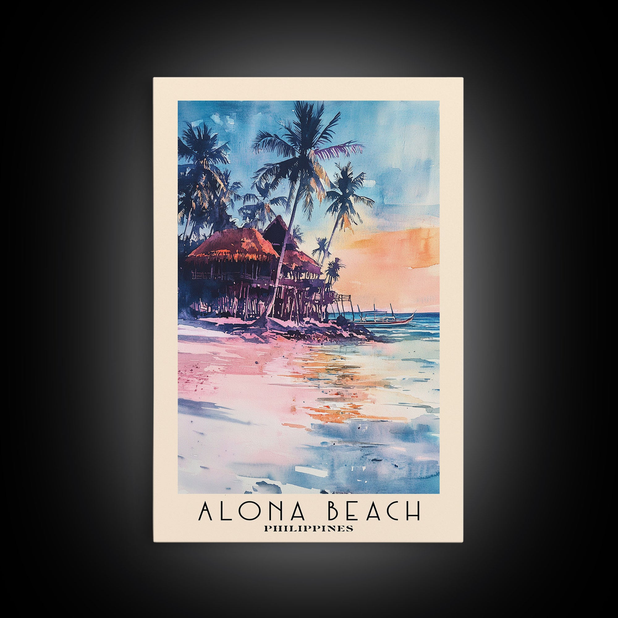 Alona Beach, Philippines Watercolor Print, Vacation Gift, Philippines Wall Art, Vacation Wall Art, Vacatation Memories, Beach Decor, Beach Or Lakehouse Art