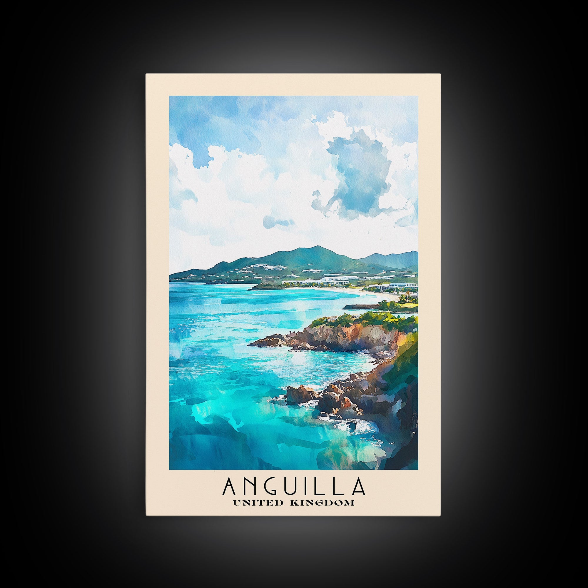 Anguilla, United Kingdom Watercolor Print, Vacation Gift, United Kingdom Wall Art, Vacation Wall Art, Vacatation Memories, Beach Decor, Beach Or Lakehouse Art