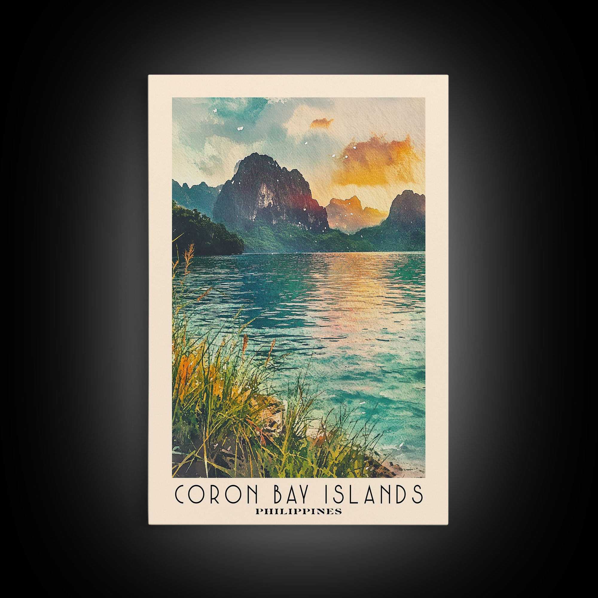 Coron Bay Islands, Philippines Watercolor Print, Vacation Gift, Philippines Wall Art, Beach Painting, Beach Decor, Beach Or Lakehouse Art