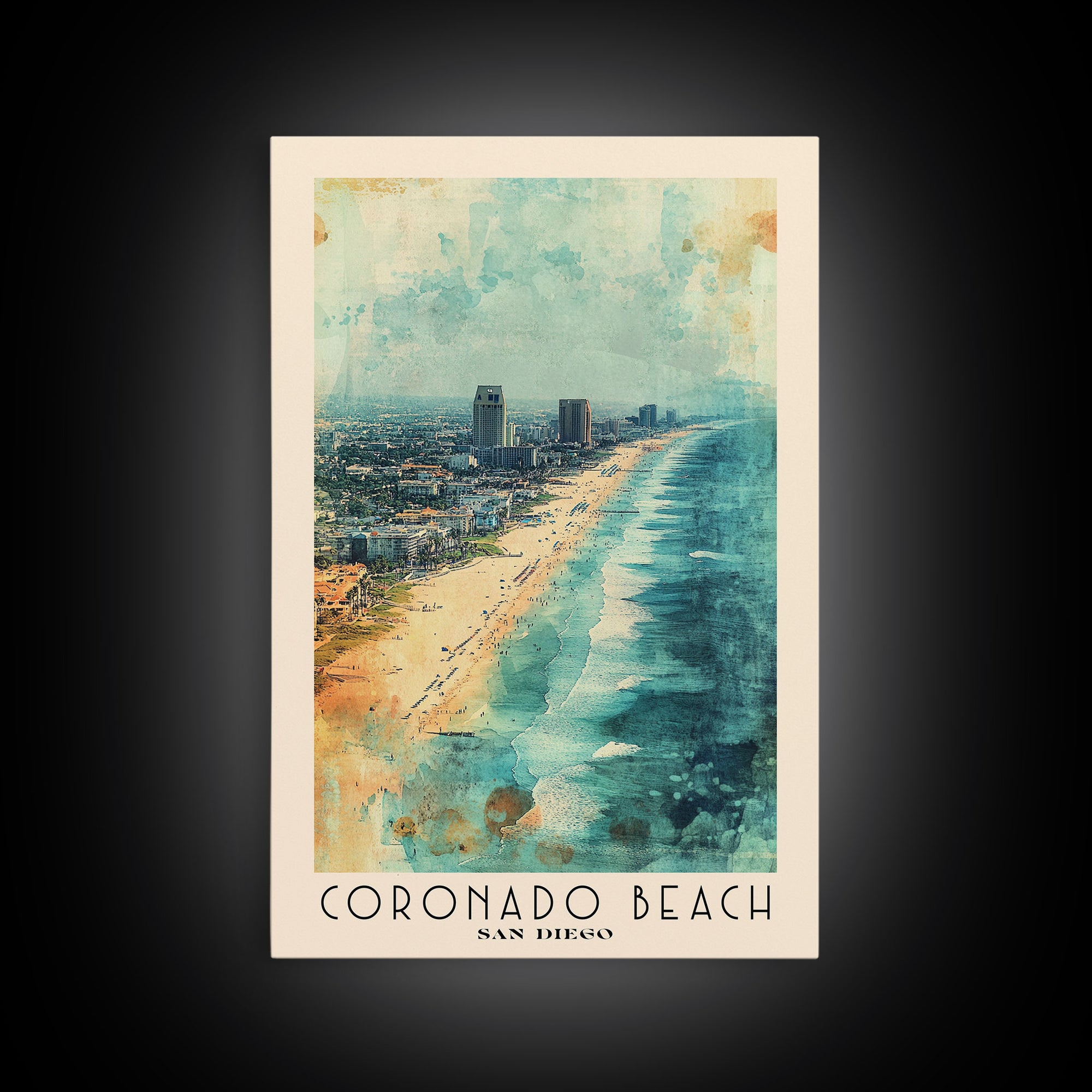 Coronado Beach, San Diego Watercolor Beach Print, Vacation Gift, San Diego Wall Art, Beach Painting, Beach Decor, Beach Painting