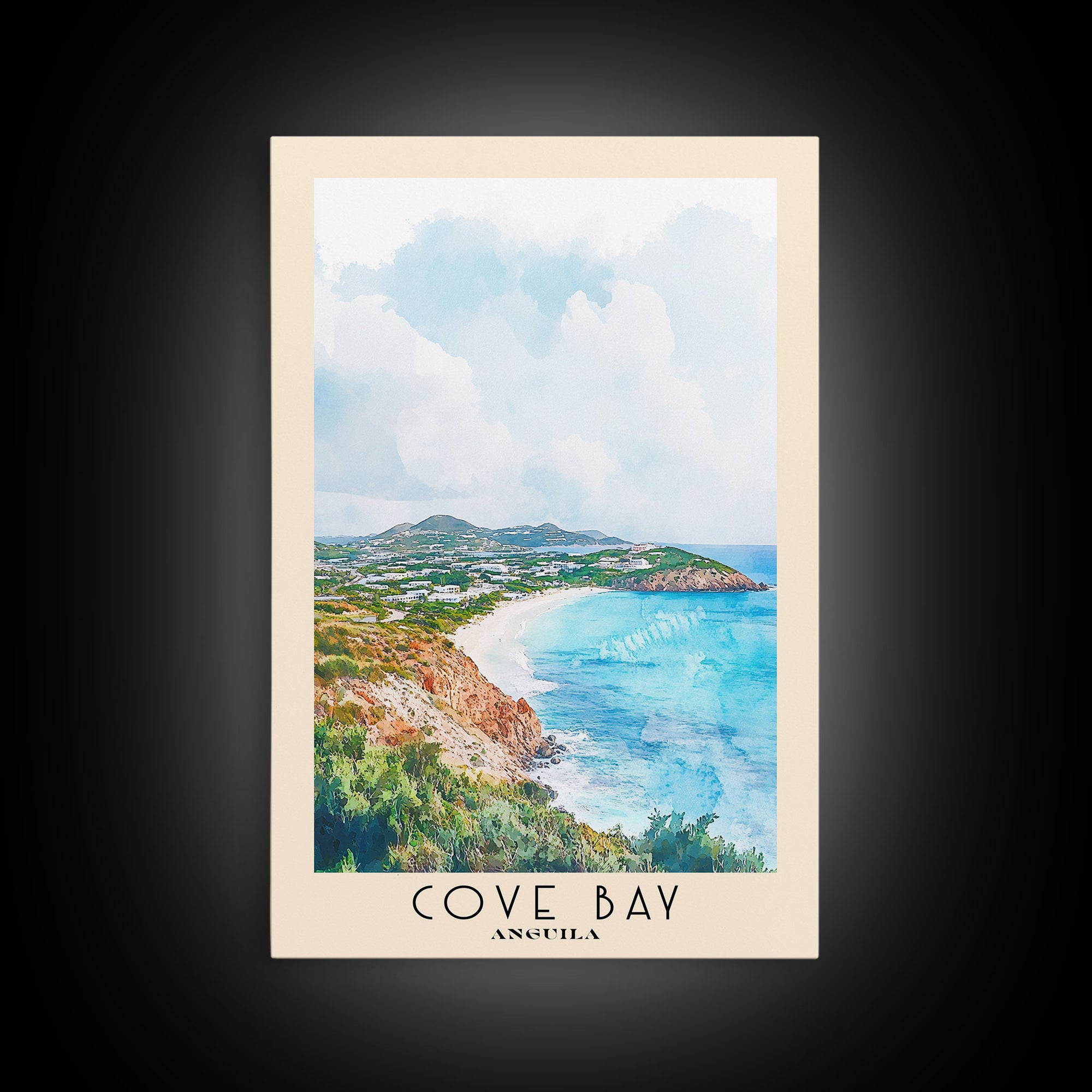 Cove Bay, Anguila Watercolor Print, Vacation Gift, Anguila Wall Art, Beach Painting, Beach Decor, Beach Or Lakehouse Art