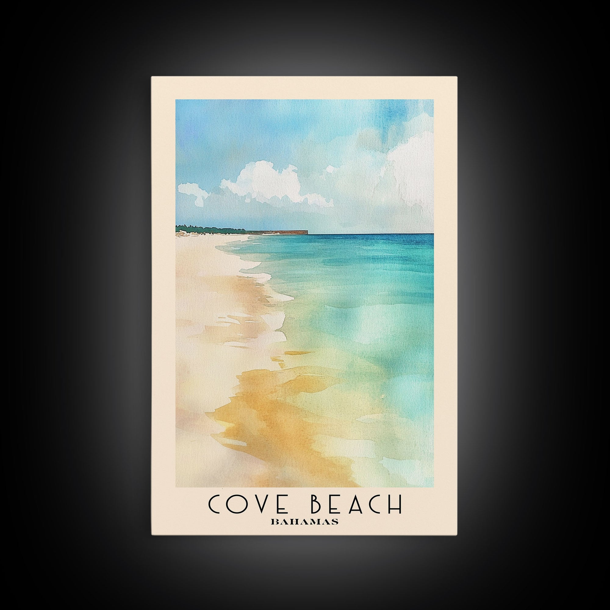 Cove Beach, Bahamas Watercolor Beach Print, Vacation Gift, Bahamas Wall Art, Beach Painting, Beach Decor, Beach Painting