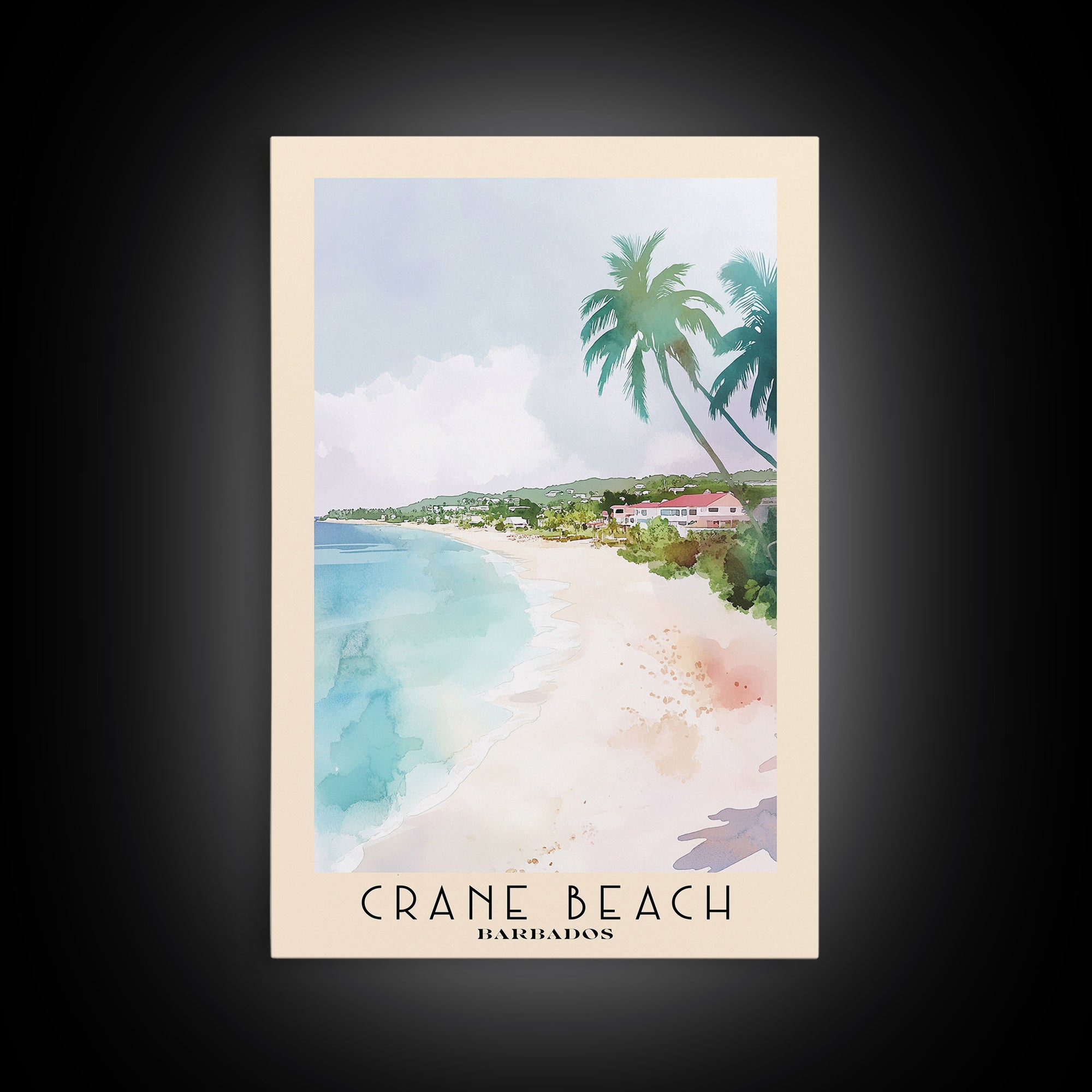 Crane Beach, Barbados Watercolor Print, Vacation Gift, Barbados Wall Art, Vacation Wall Art, Vacatation Memories, Beach Decor, Beach Or Lakehouse Art