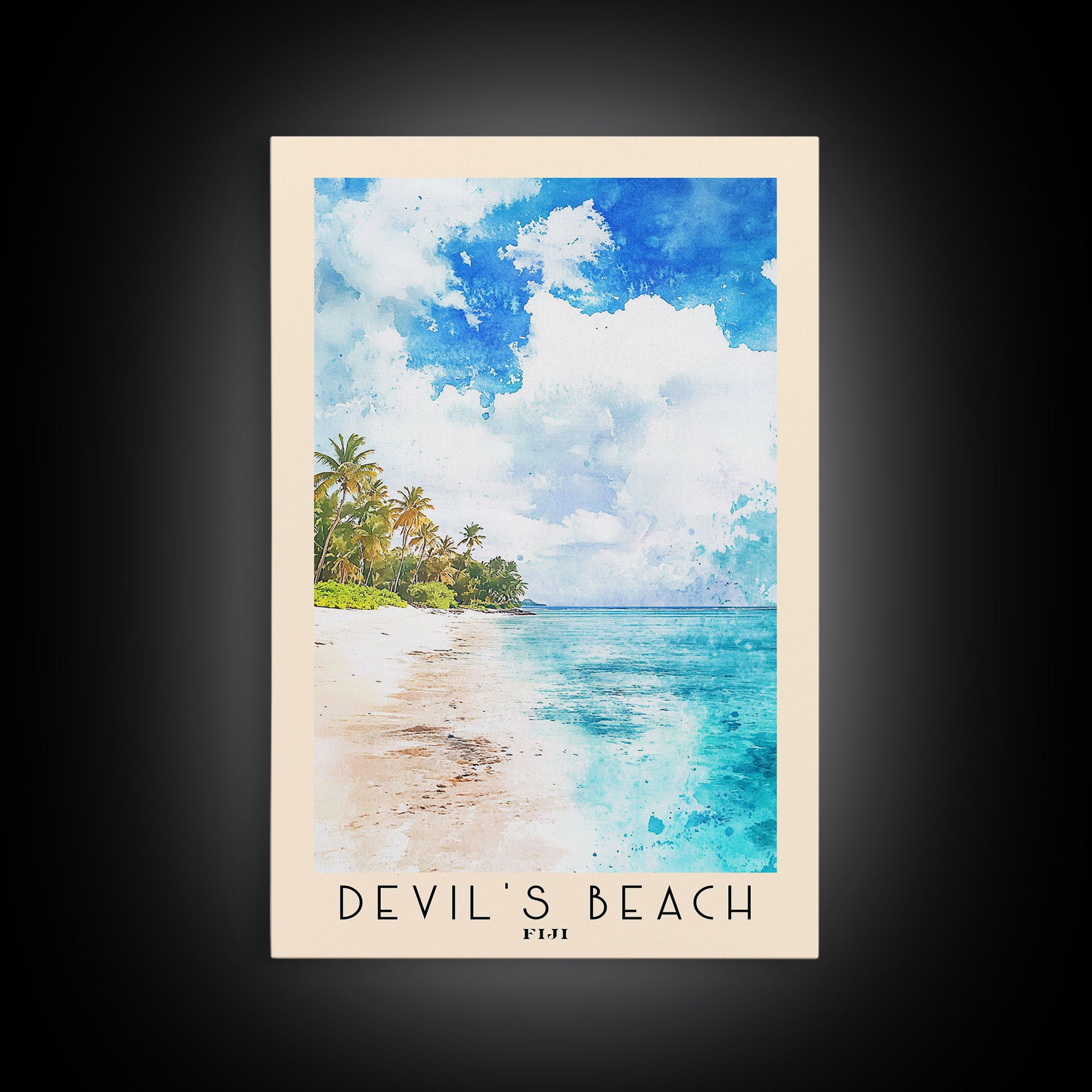 Devil’s Beach, Fiji Watercolor Beach Print, Vacation Gift, Fiji Wall Art, Beach Painting, Beach Decor, Beach Painting