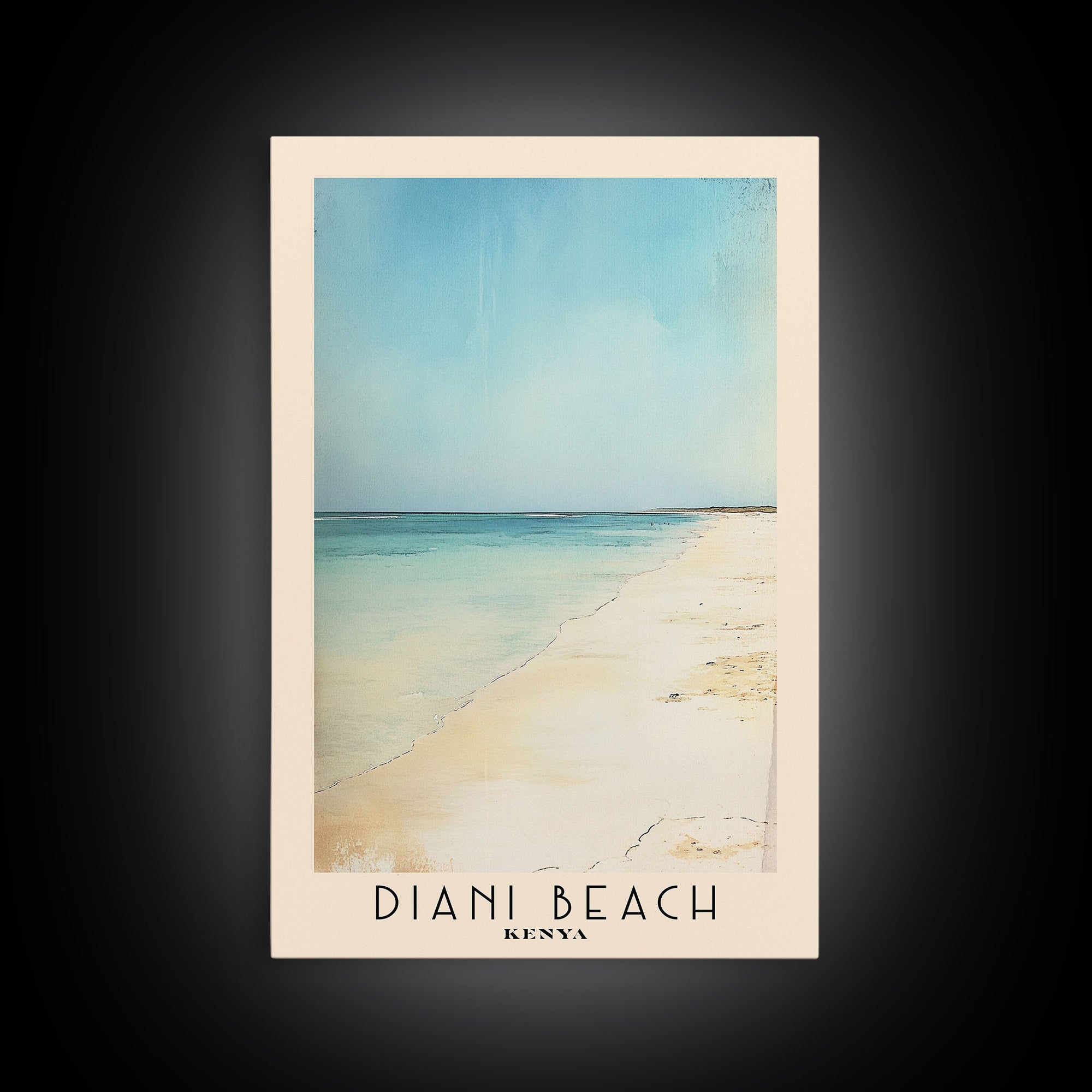 Diani Beach, Kenya Watercolor Beach Print, Vacation Gift, Kenya Wall Art, Framed Canvas Print, Framed Beach Painting