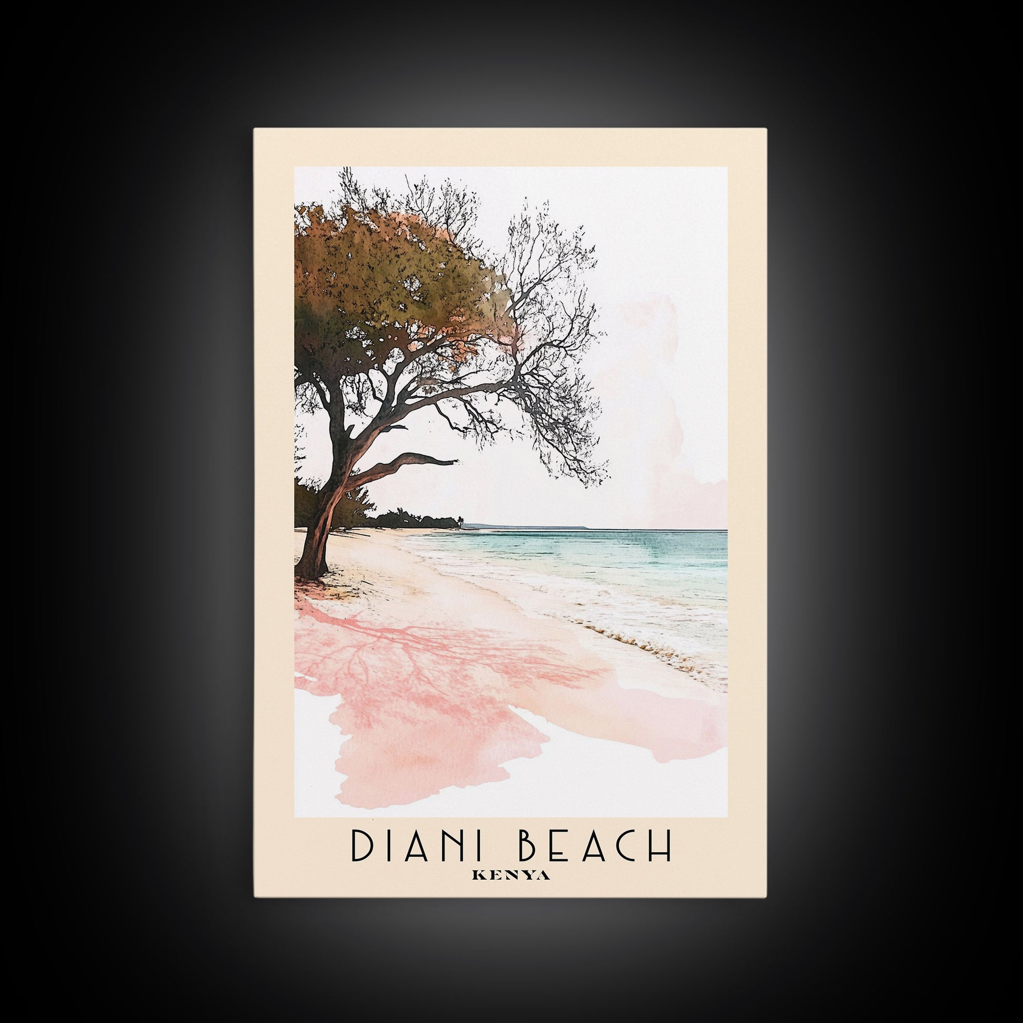 Diani Beach, Kenya Watercolor Print, Vacation Gift, Kenya Wall Art, Vacation Wall Art, Vacatation Memories, Beach Decor, Beach Or Lakehouse Art