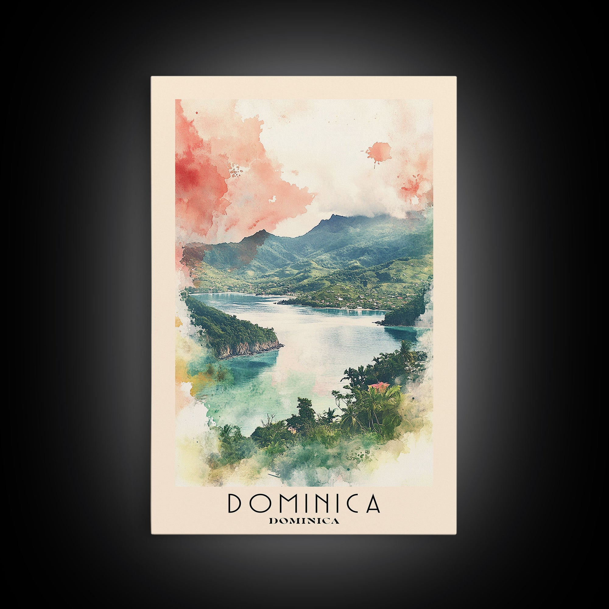 Dominica, Dominica Watercolor Print, Vacation Gift, Dominica Wall Art, Vacation Wall Art, Vacatation Memories, Beach Decor, Beach Or Lakehouse Art