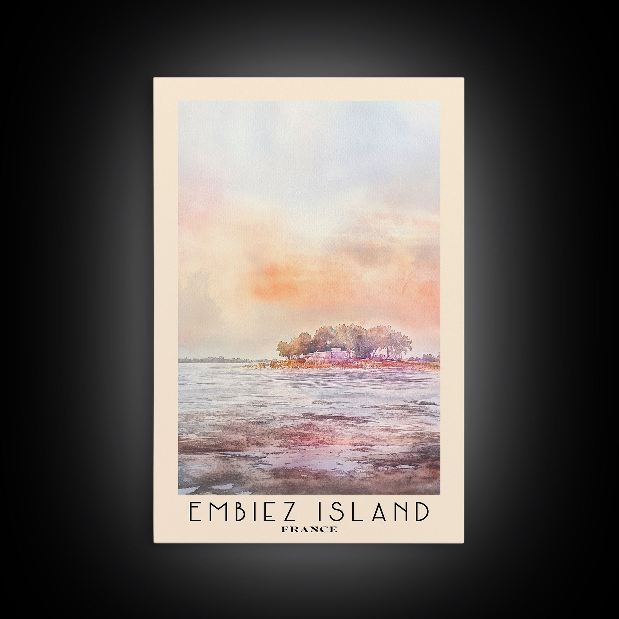 Embiez Island, France Watercolor Beach Print, Vacation Gift, France Wall Art, Framed Canvas Print, Framed Beach Painting