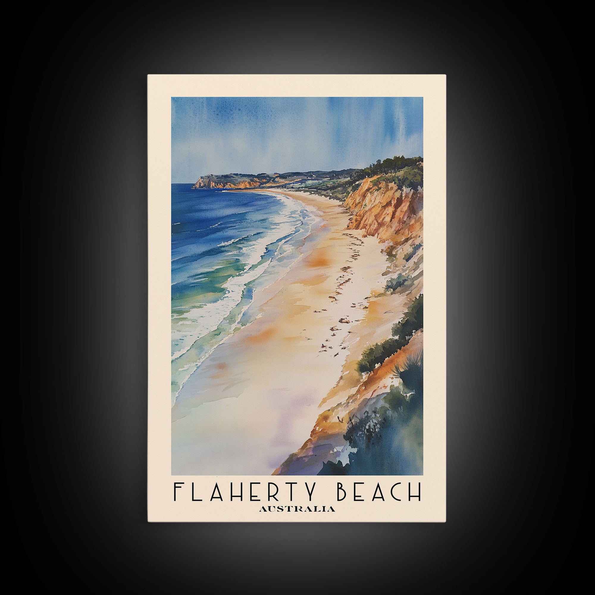 Flaherty Beach, Australia Watercolor Print, Vacation Gift, Australia Wall Art, Beach Painting, Beach Decor, Large Wall Art, Wood Frame Art