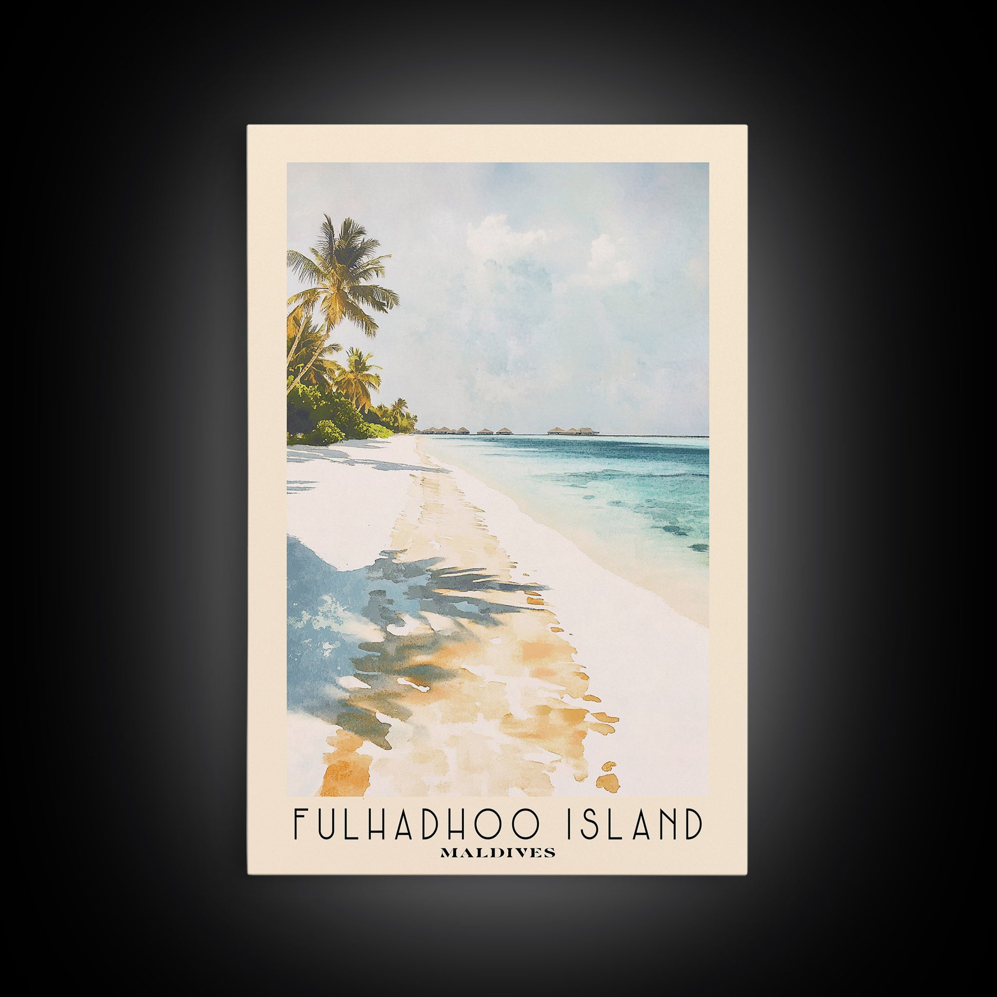 Fulhadhoo Island, Maldives Watercolor Beach Print, Vacation Gift, Maldives Wall Art, Beach Painting, Beach Decor, Beach Painting