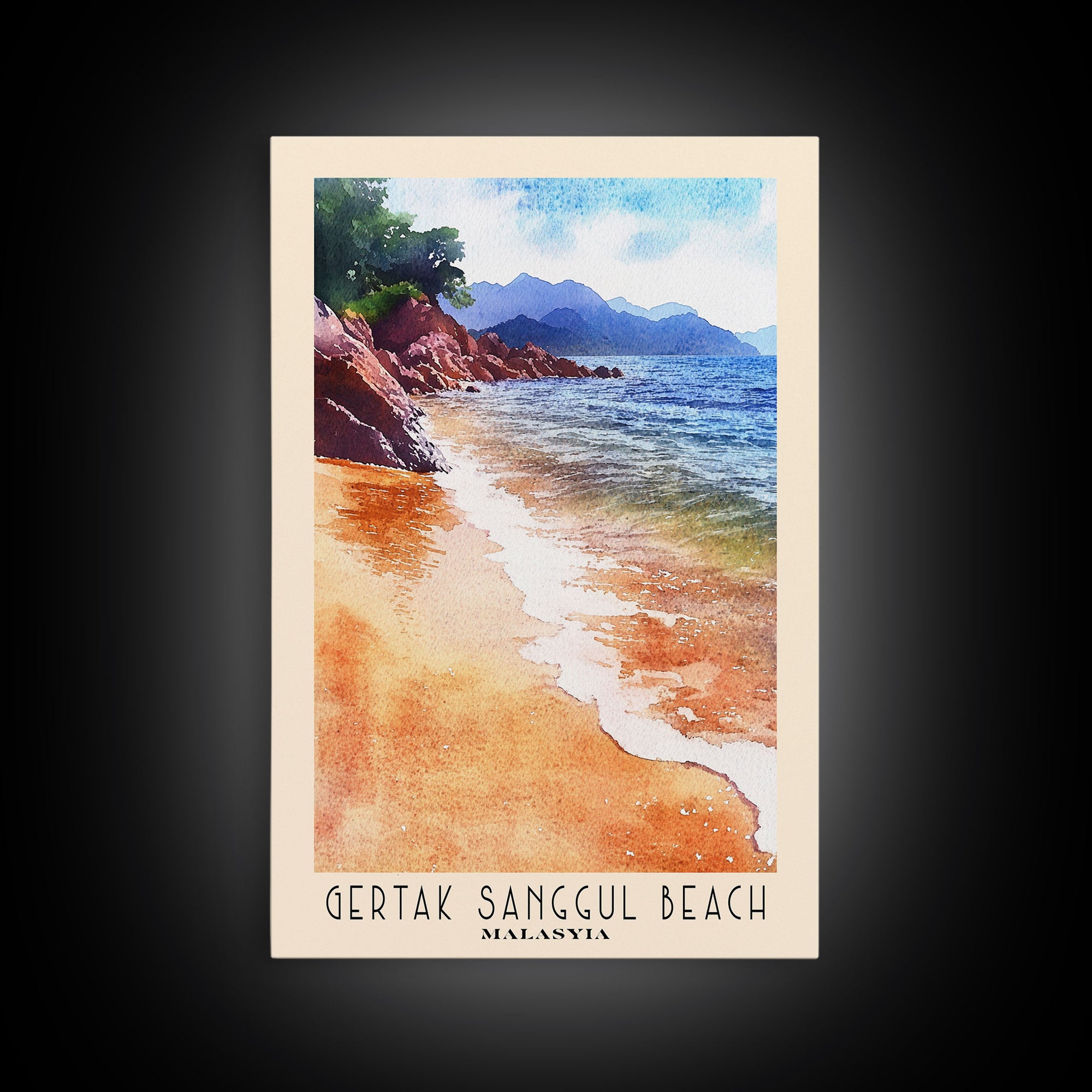 Gertak Sanggul Beach, Malasyia Watercolor Print, Vacation Gift, Malasyia Wall Art, Beach Painting, Beach Decor, Beach Or Lakehouse Art