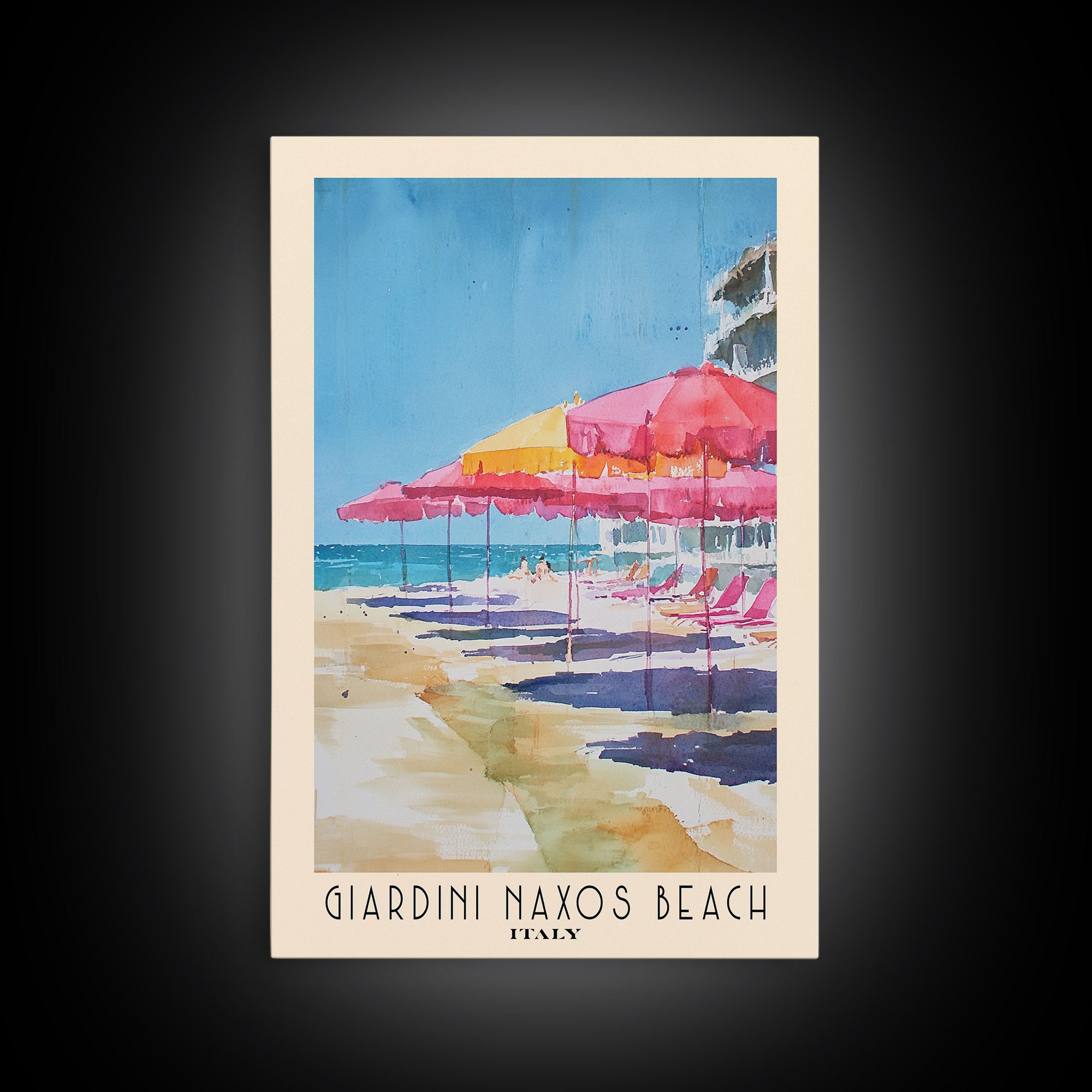 Giardini naxos beach, Italy Watercolor Beach Print, Vacation Gift, Italy Wall Art, Beach Painting, Beach Decor, Beach Painting