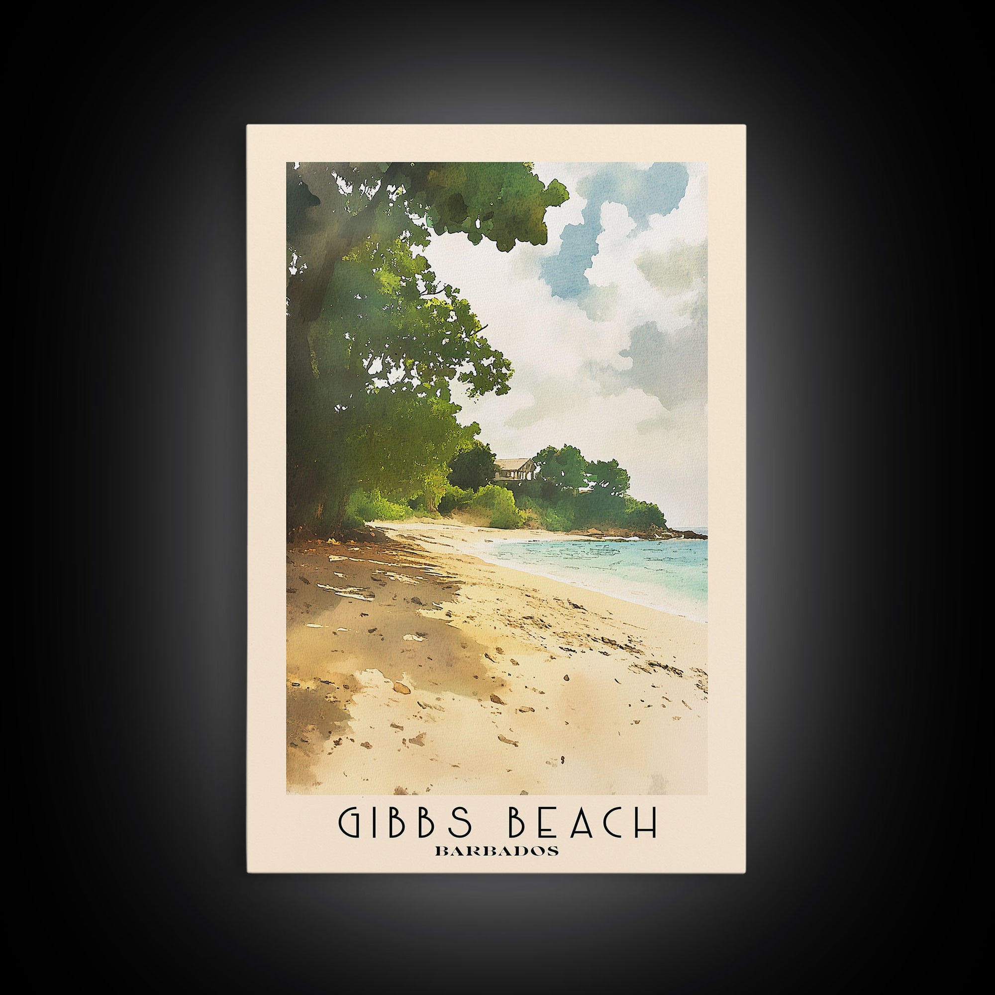 Gibbs Beach, Barbados Watercolor Print, Vacation Gift, Barbados Wall Art, Beach Painting, Beach Decor, Large Wall Art, Wood Frame Art