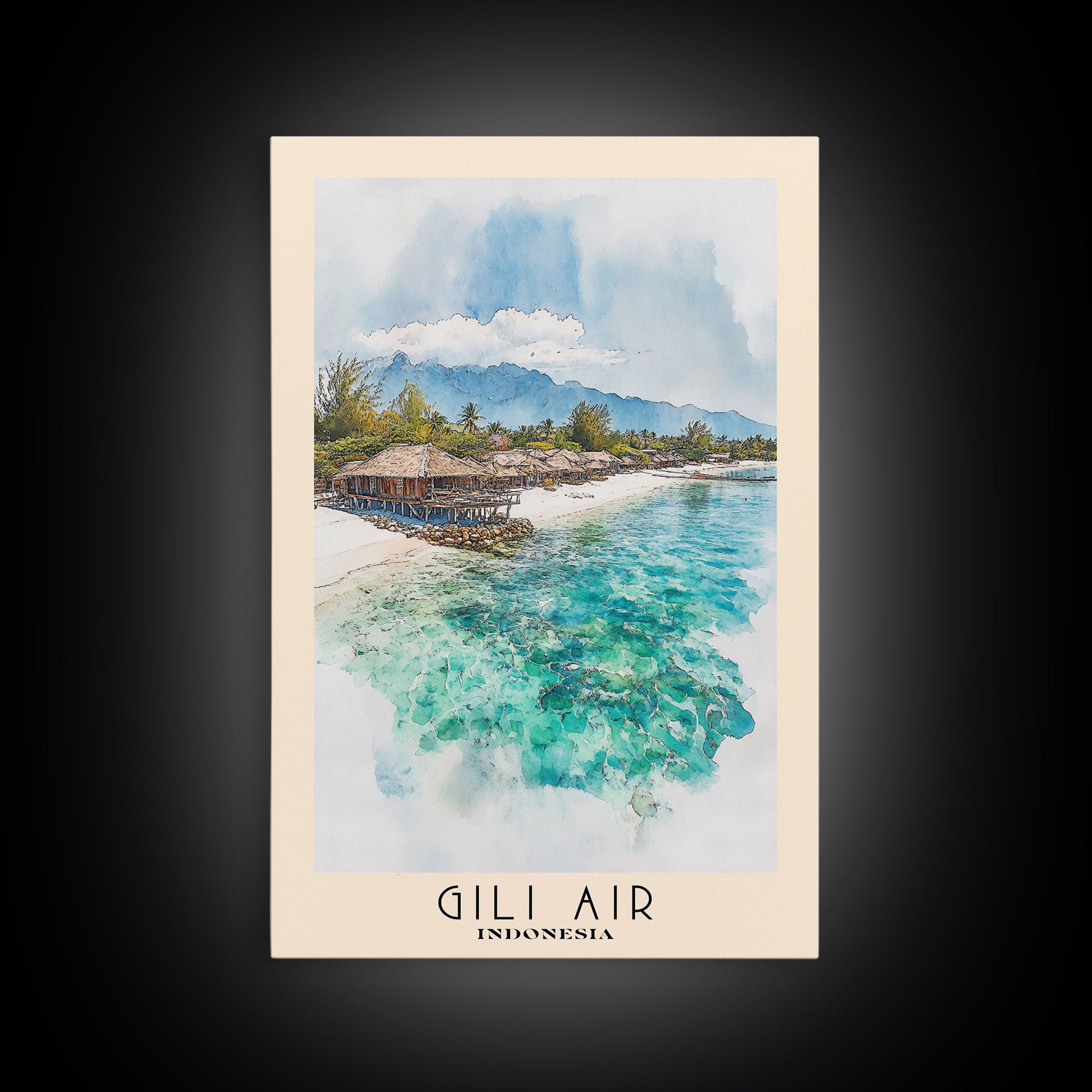 Gili Air, Indonesia Watercolor Print, Vacation Gift, Indonesia Wall Art, Vacation Wall Art, Vacatation Memories, Beach Decor, Beach Or Lakehouse Art