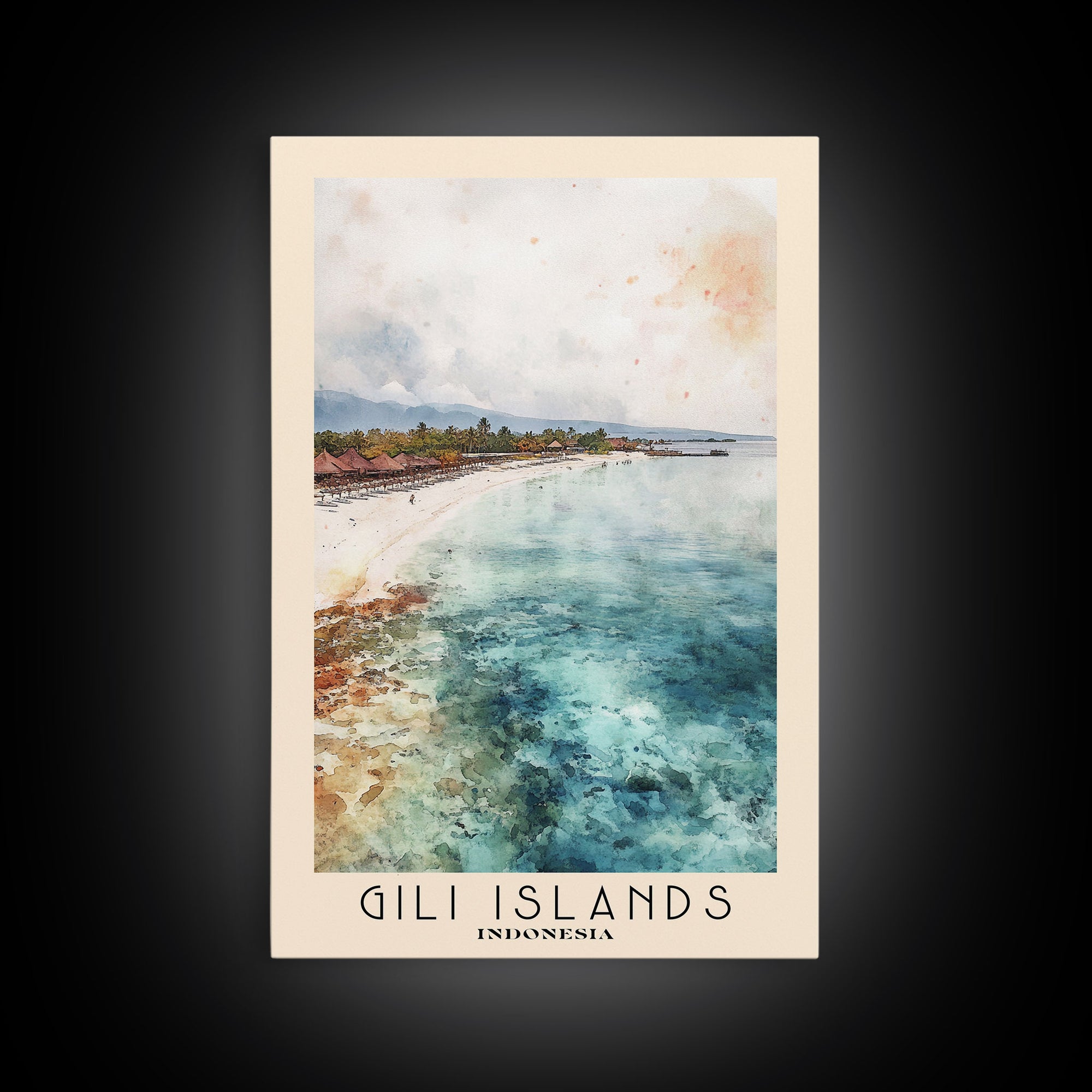 Gili Islands, Indonesia Watercolor Beach Print, Vacation Gift, Indonesia Wall Art, Beach Painting, Beach Decor, Beach Painting