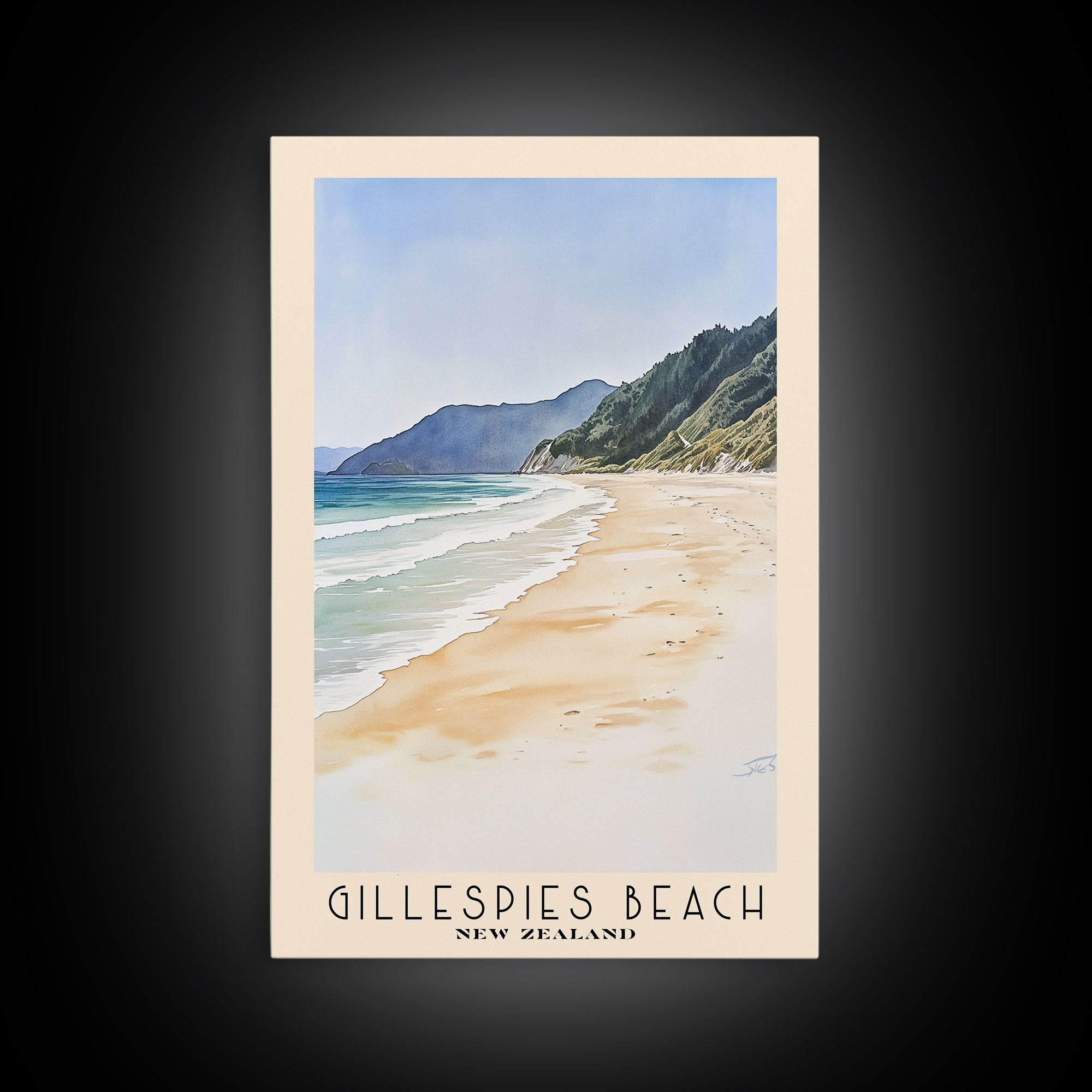 Gillespies Beach, New Zealand Watercolor Print, Vacation Gift, New Zealand Wall Art, Vacation Wall Art, Vacatation Memories, Beach Decor, Beach Or Lakehouse Art