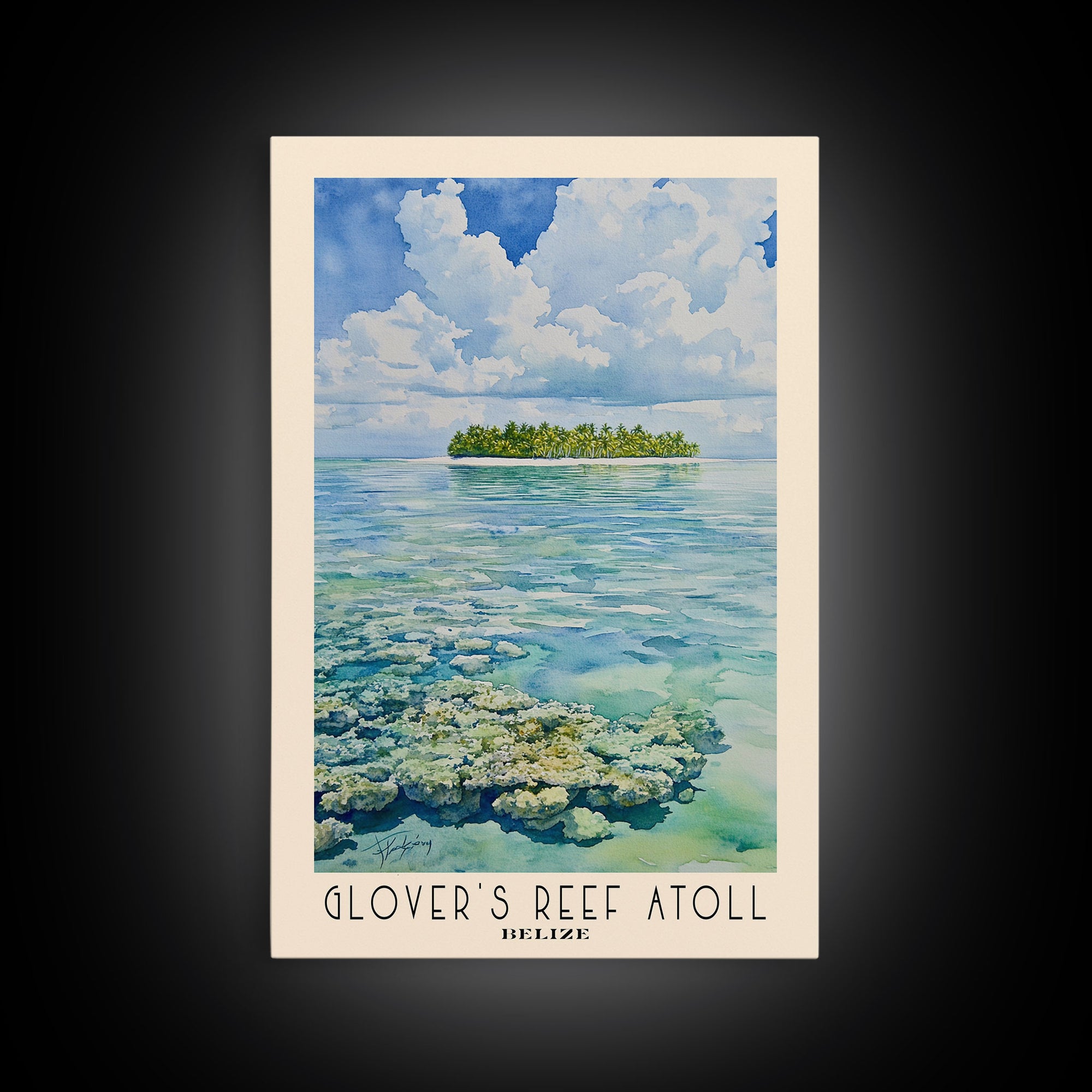 Glover’s Reef Atoll, Belize Watercolor Beach Print, Vacation Gift, Belize Wall Art, Beach Painting, Beach Decor, Beach Painting