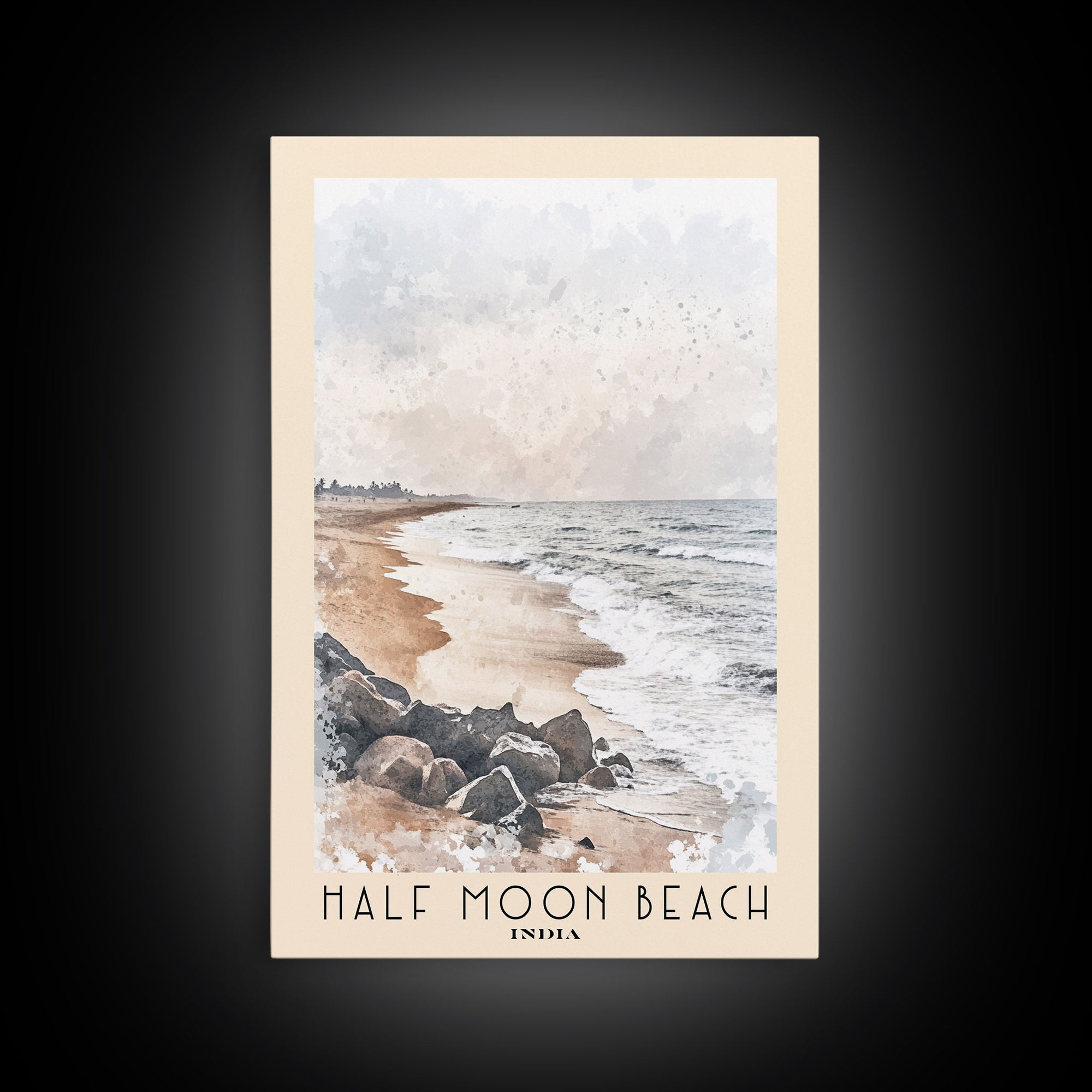 Half Moon Beach, India Watercolor Print, Vacation Gift, India Wall Art, Beach Painting, Beach Decor, Beach Or Lakehouse Art