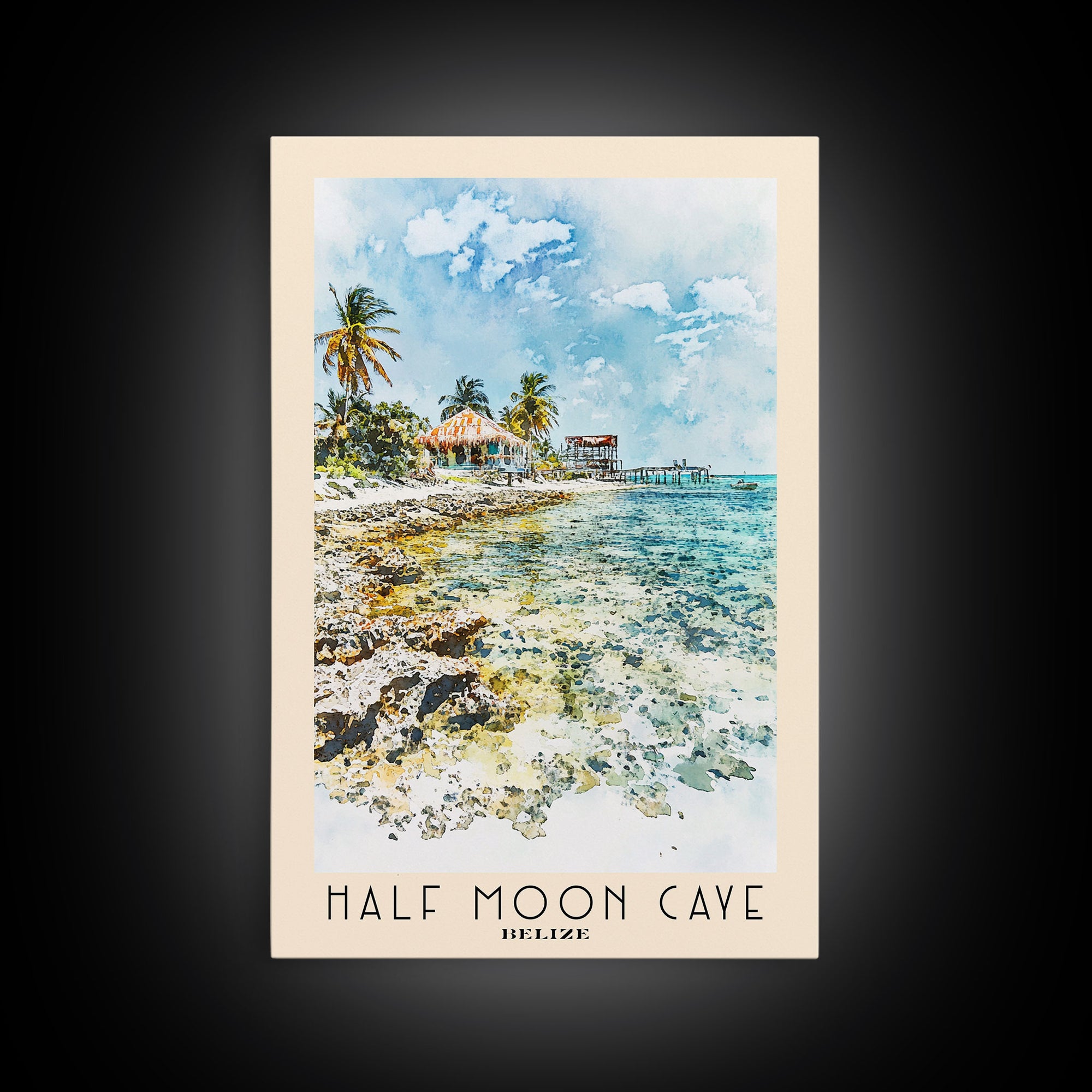 Half Moon Caye, Belize Watercolor Beach Print, Vacation Gift, Belize Wall Art, Beach Painting, Beach Decor, Beach Painting