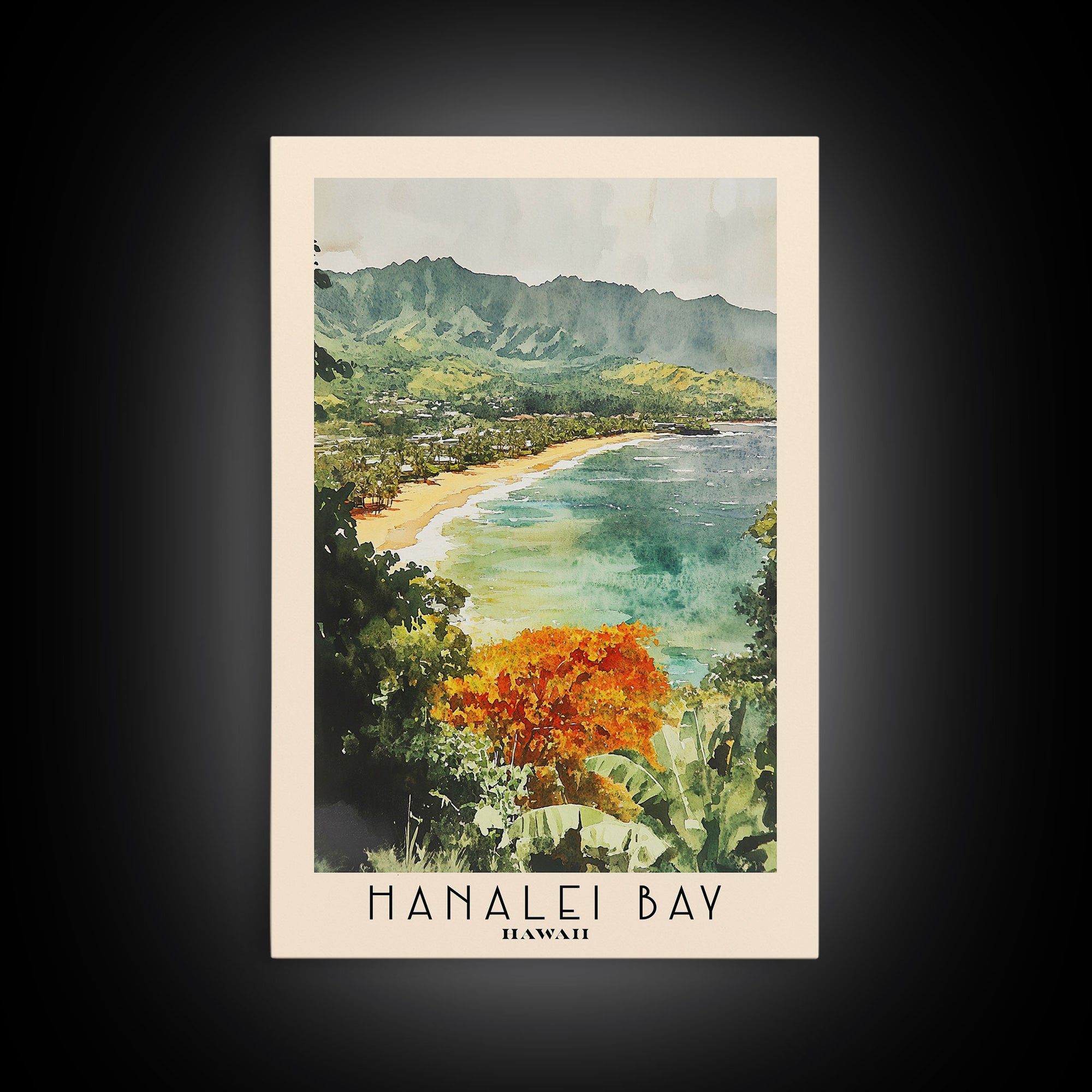 Hanalei Bay, Hawaii Watercolor Print, Vacation Gift, Hawaii Wall Art, Vacation Wall Art, Vacatation Memories, Beach Decor, Beach Or Lakehouse Art