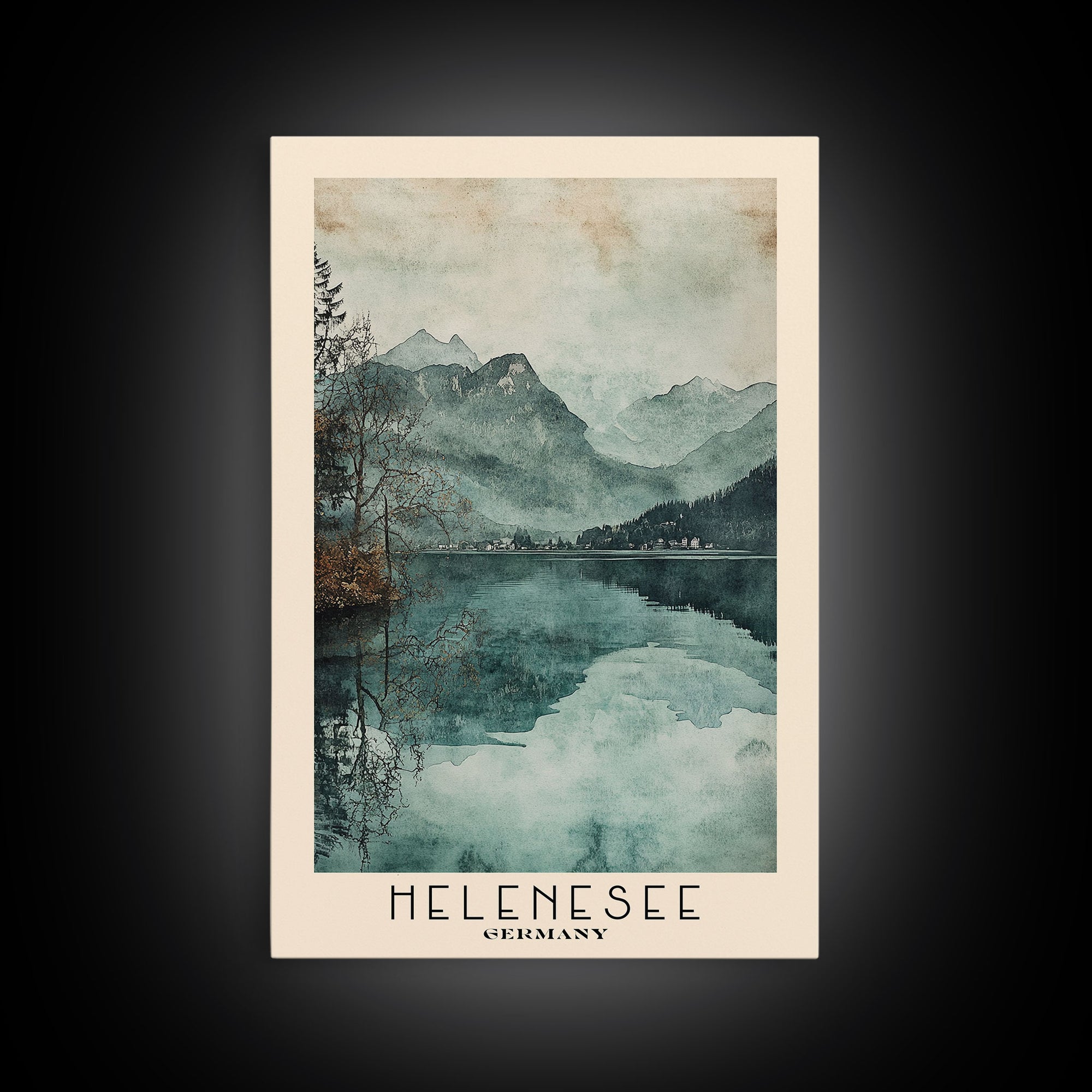 Helenesee, Germany Watercolor Beach Print, Vacation Gift, Germany Wall Art, Framed Canvas Print, Framed Beach Painting