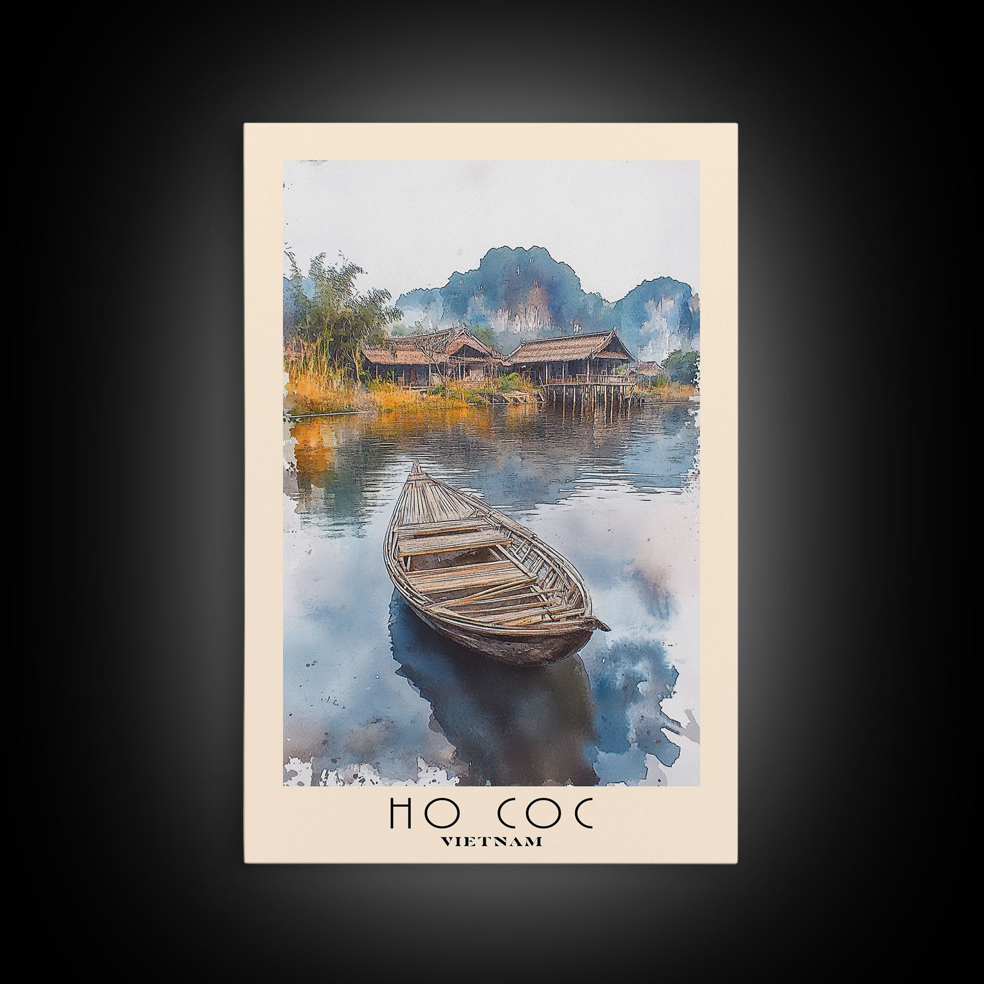 Ho Coc, Vietnam Watercolor Print, Vacation Gift, Vietnam Wall Art, Beach Painting, Beach Decor, Large Wall Art, Wood Frame Art