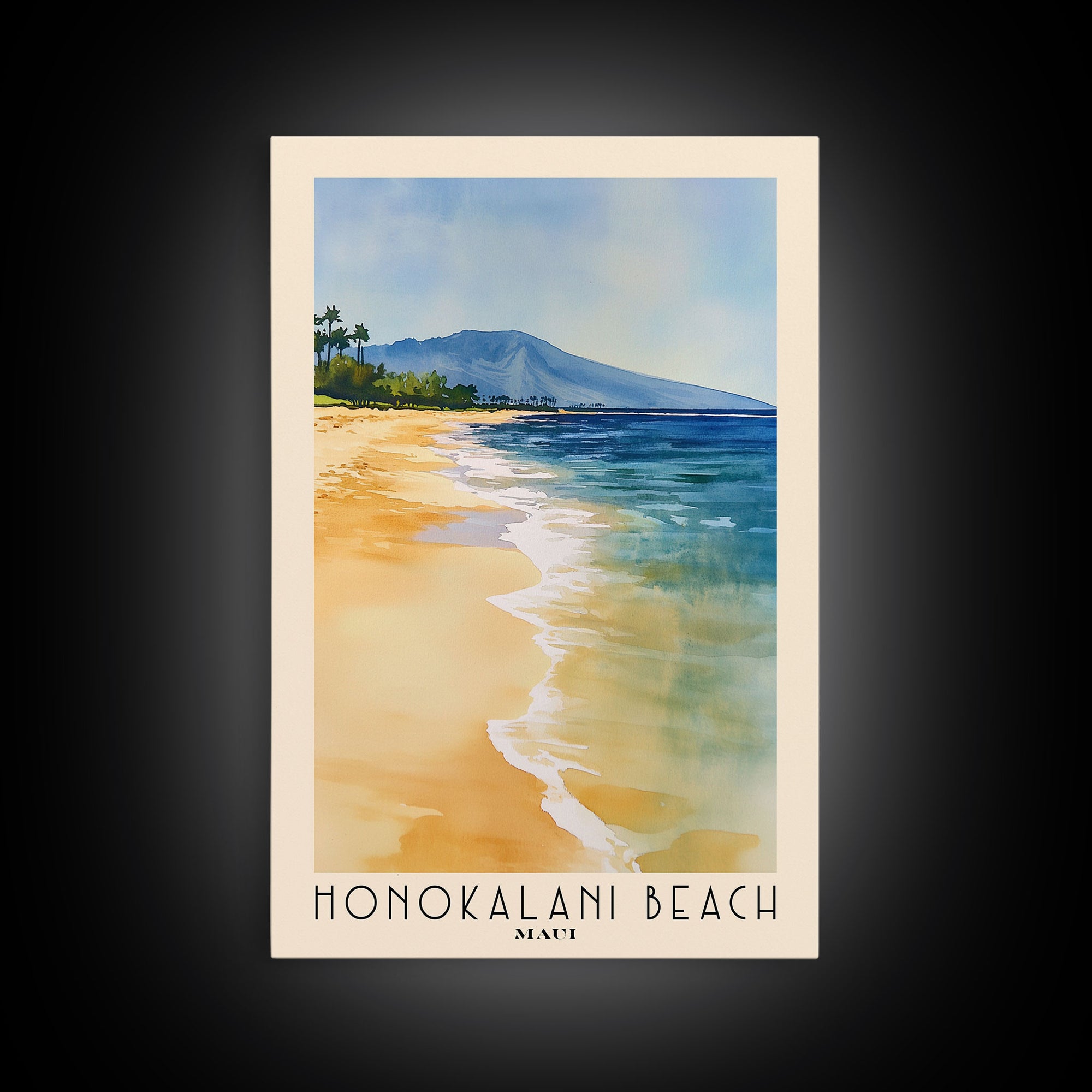 Honokalani Beach, Maui Watercolor Beach Print, Vacation Gift, Maui Wall Art, Beach Painting, Beach Decor, Beach Painting