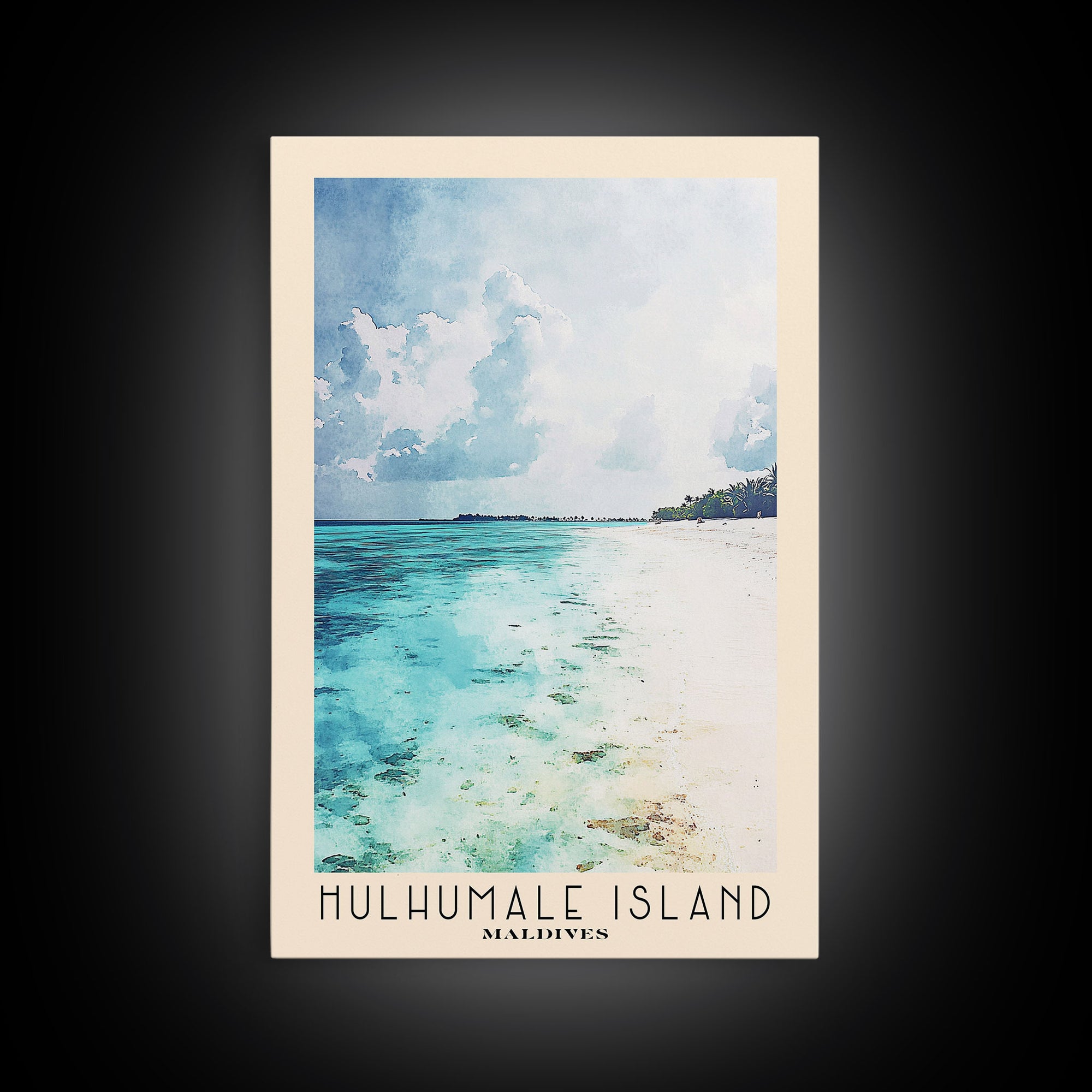 Hulhumale Island, Maldives Watercolor Print, Vacation Gift, Maldives Wall Art, Vacation Wall Art, Vacatation Memories, Beach Decor, Beach Or Lakehouse Art