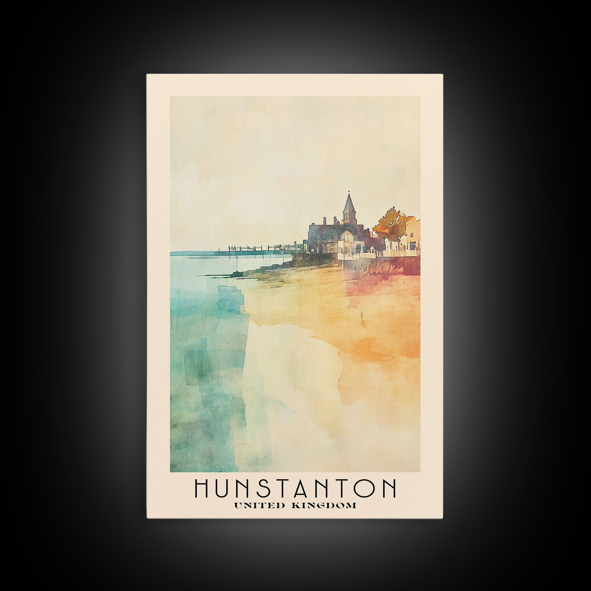 Hunstanton, United Kingdom Watercolor Print, Vacation Gift, United Kingdom Wall Art, Beach Painting, Beach Decor, Beach Or Lakehouse Art