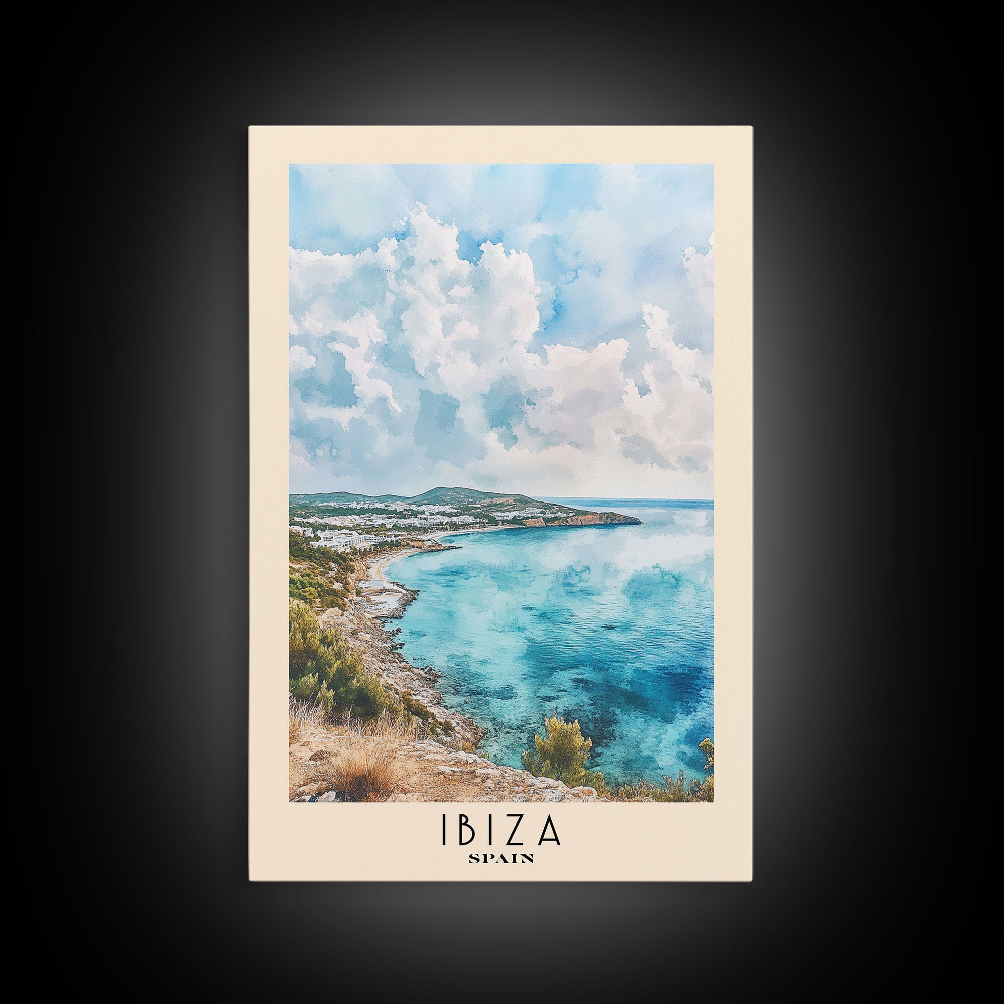 Ibiza, Spain Watercolor Print, Vacation Gift, Spain Wall Art, Beach Painting, Beach Decor, Beach Or Lakehouse Art