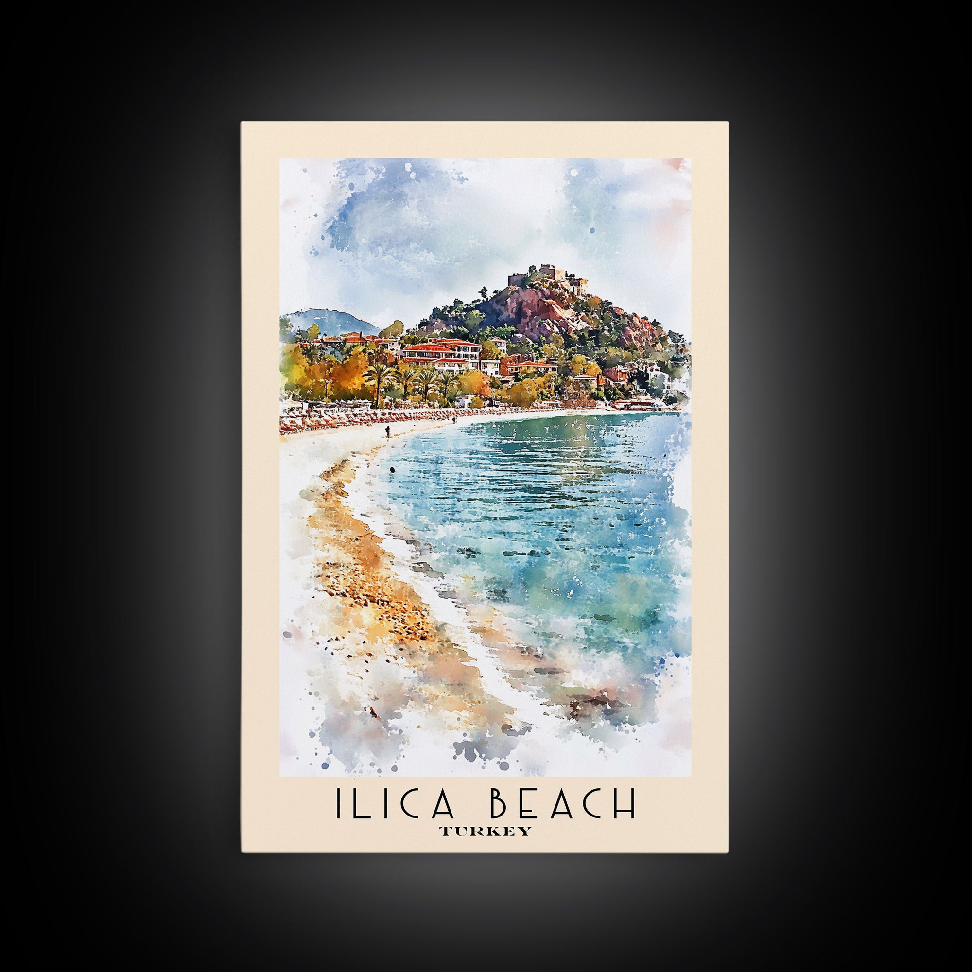 Ilıca Beach, Turkey Watercolor Beach Print, Vacation Gift, Turkey Wall Art, Beach Painting, Beach Decor, Beach Painting