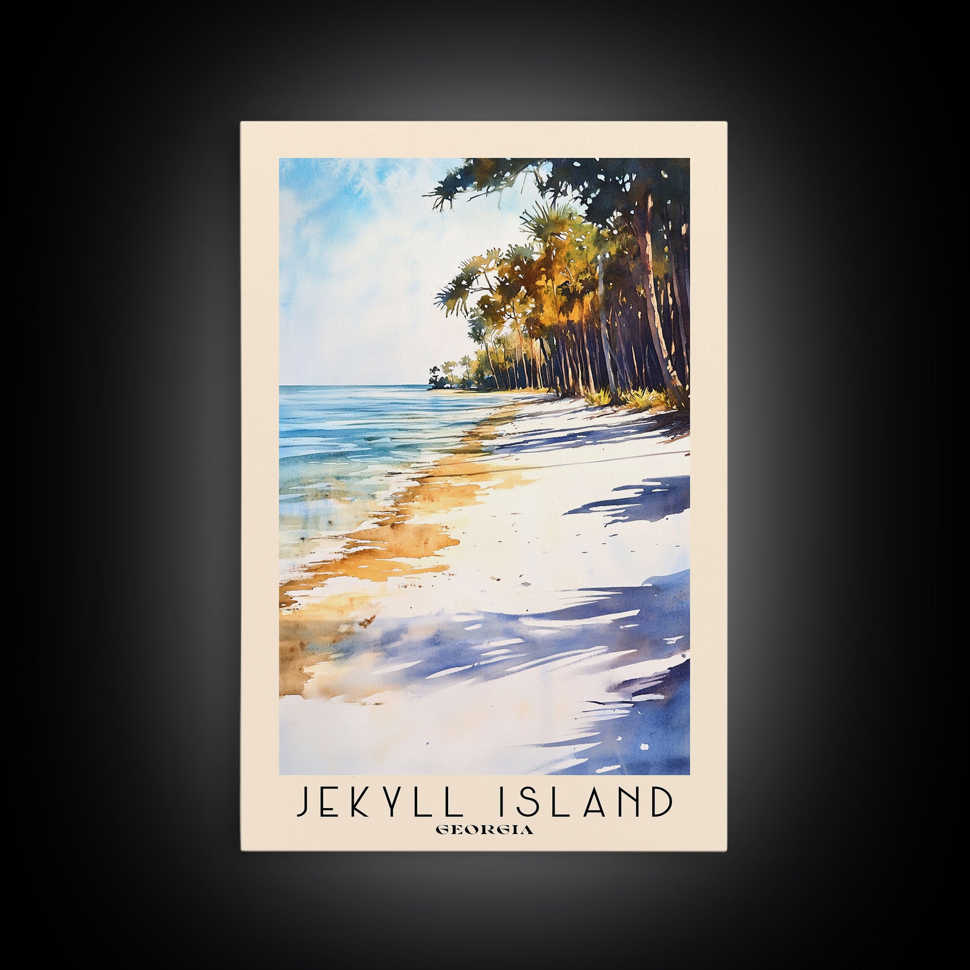 Jekyll Island, Georgia Watercolor Beach Print, Vacation Gift, Georgia Wall Art, Framed Canvas Print, Framed Beach Painting