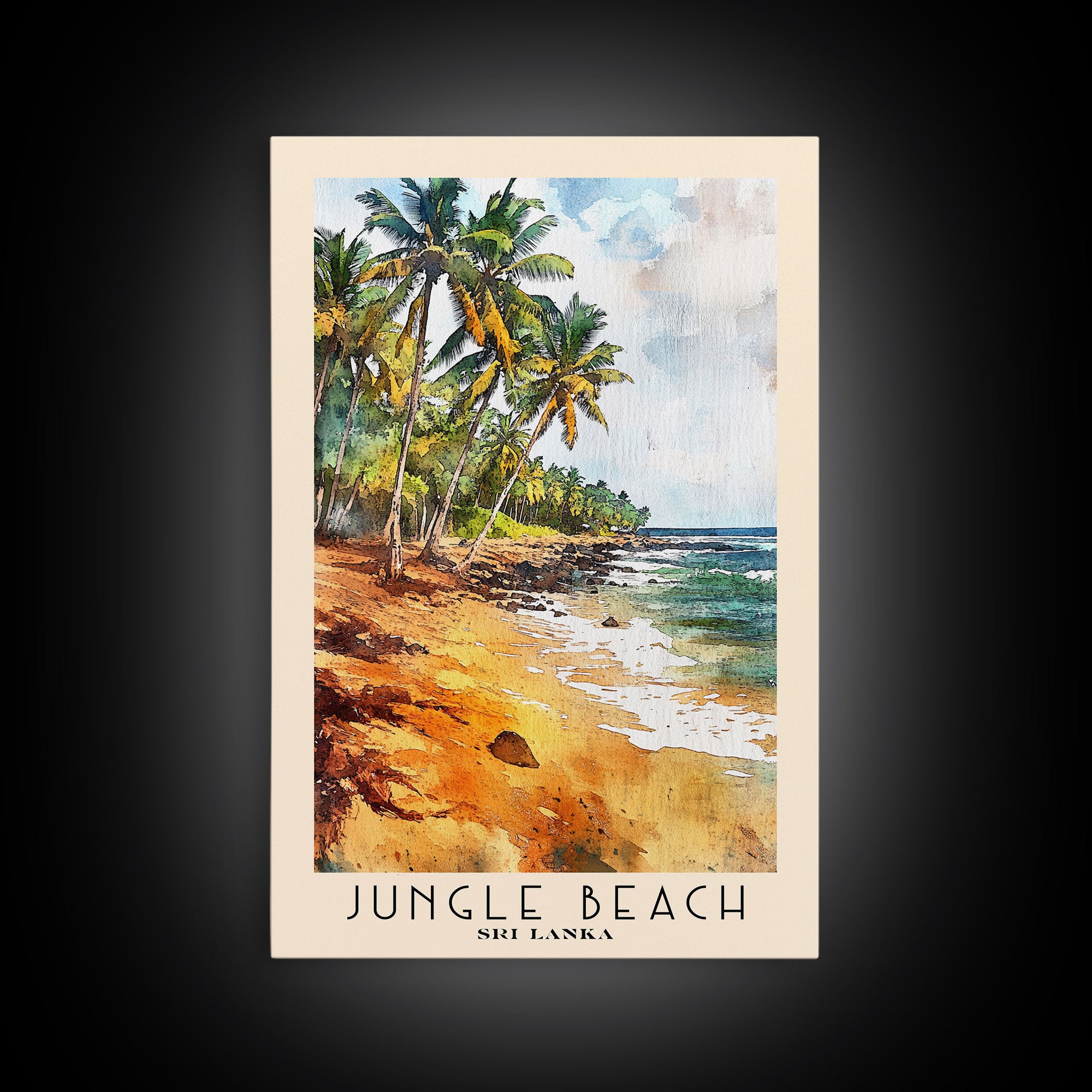 Jungle Beach, Sri Lanka Watercolor Print, Vacation Gift, Sri Lanka Wall Art, Vacation Wall Art, Vacatation Memories, Beach Decor, Beach Or Lakehouse Art