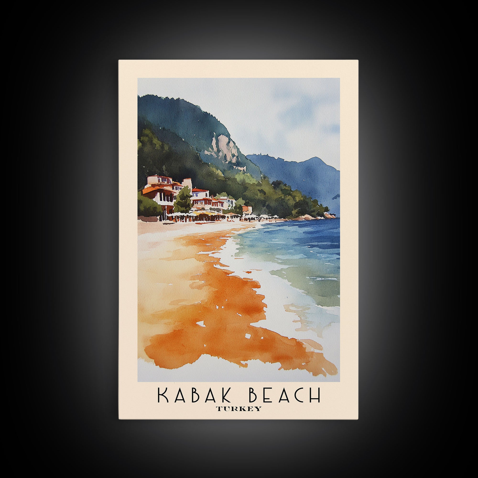 Kabak Beach, Turkey Watercolor Beach Print, Vacation Gift, Turkey Wall Art, Beach Painting, Beach Decor, Beach Painting