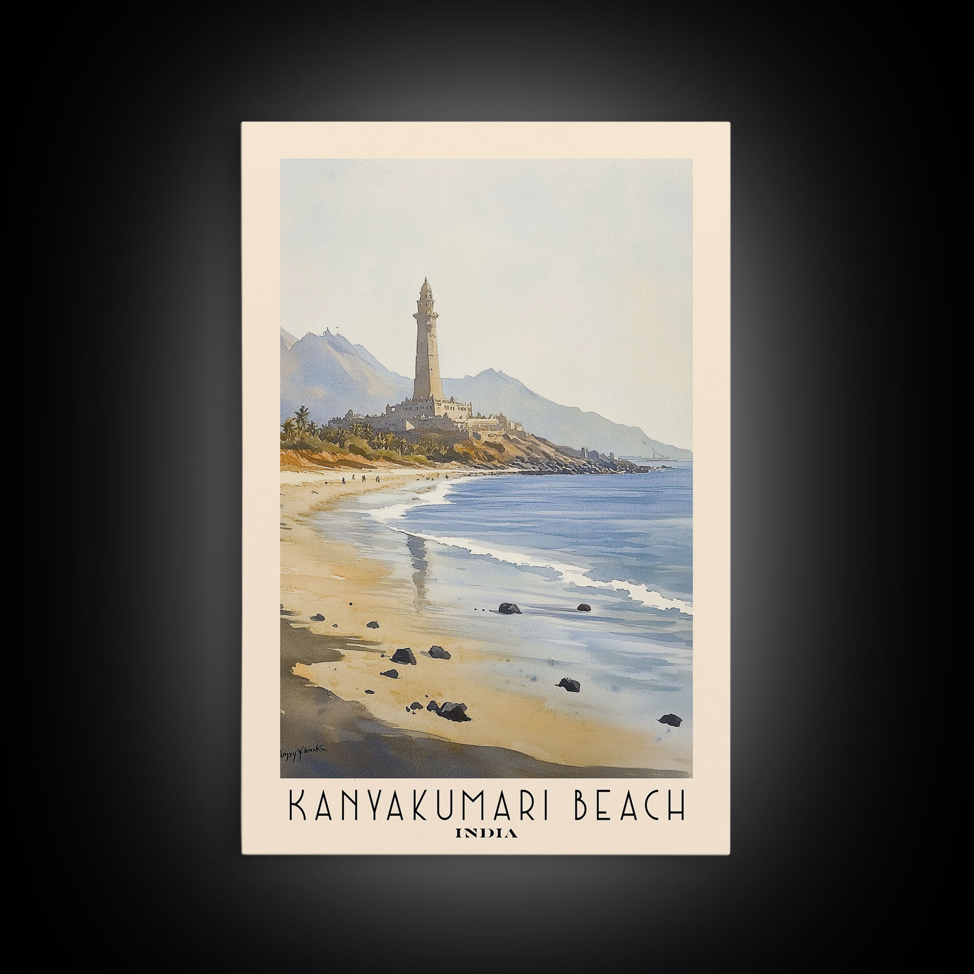 Kanyakumari Beach, India Watercolor Print, Vacation Gift, India Wall Art, Vacation Wall Art, Vacatation Memories, Beach Decor, Beach Or Lakehouse Art