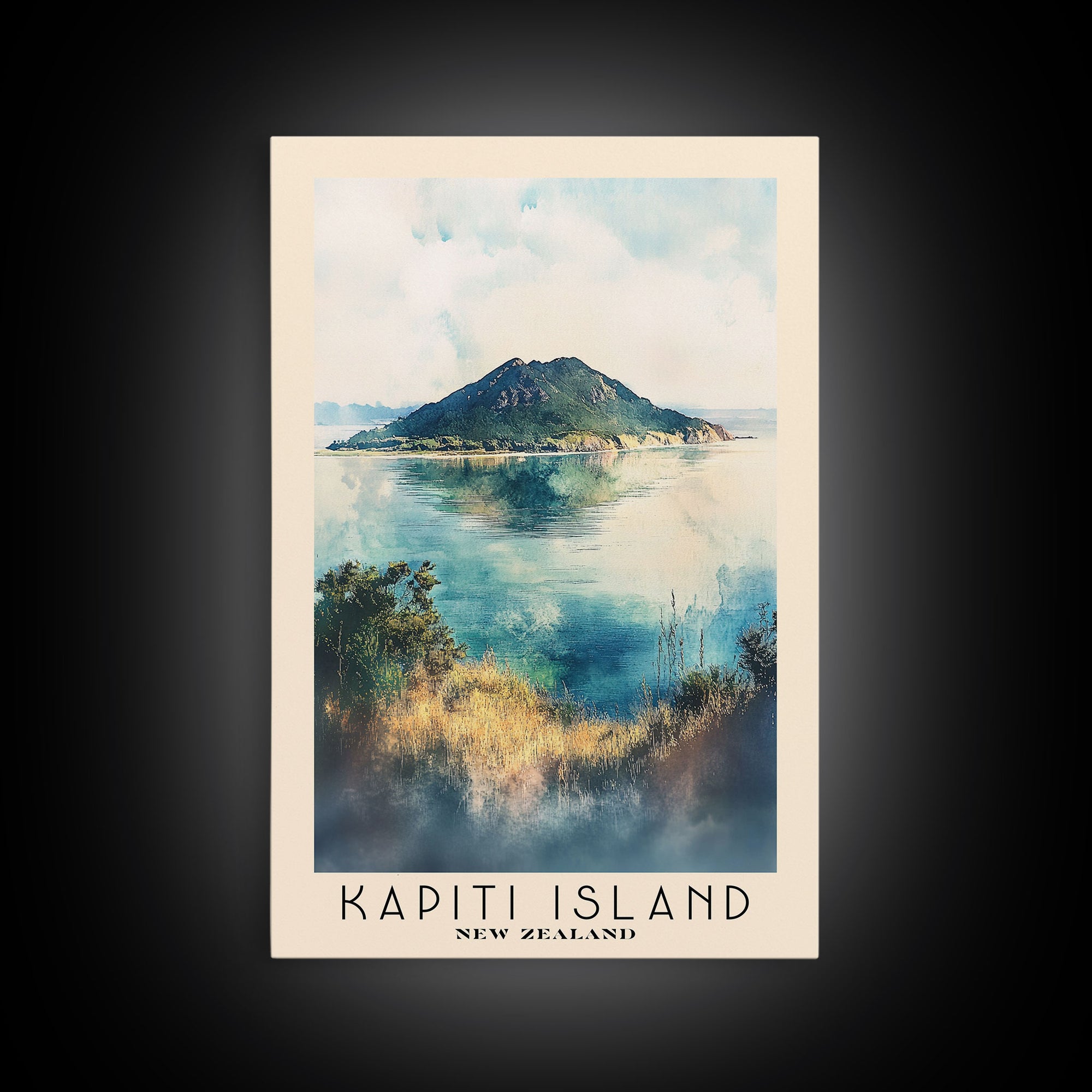 Kapiti Island, New Zealand Watercolor Print, Vacation Gift, New Zealand Wall Art, Beach Painting, Beach Decor, Beach Or Lakehouse Art