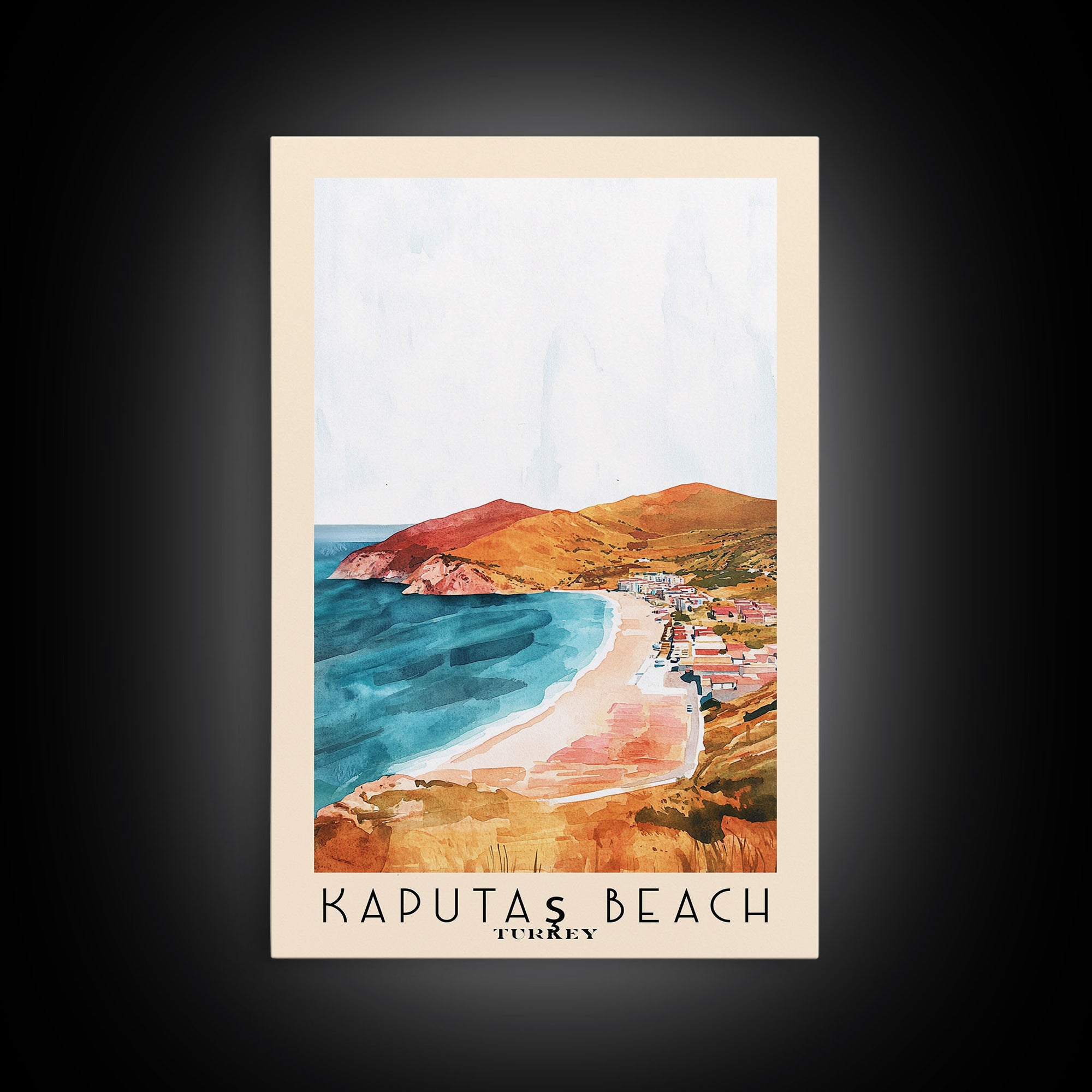 Kaputaş Beach, Turkey Watercolor Beach Print, Vacation Gift, Turkey Wall Art, Beach Painting, Beach Decor, Beach Painting