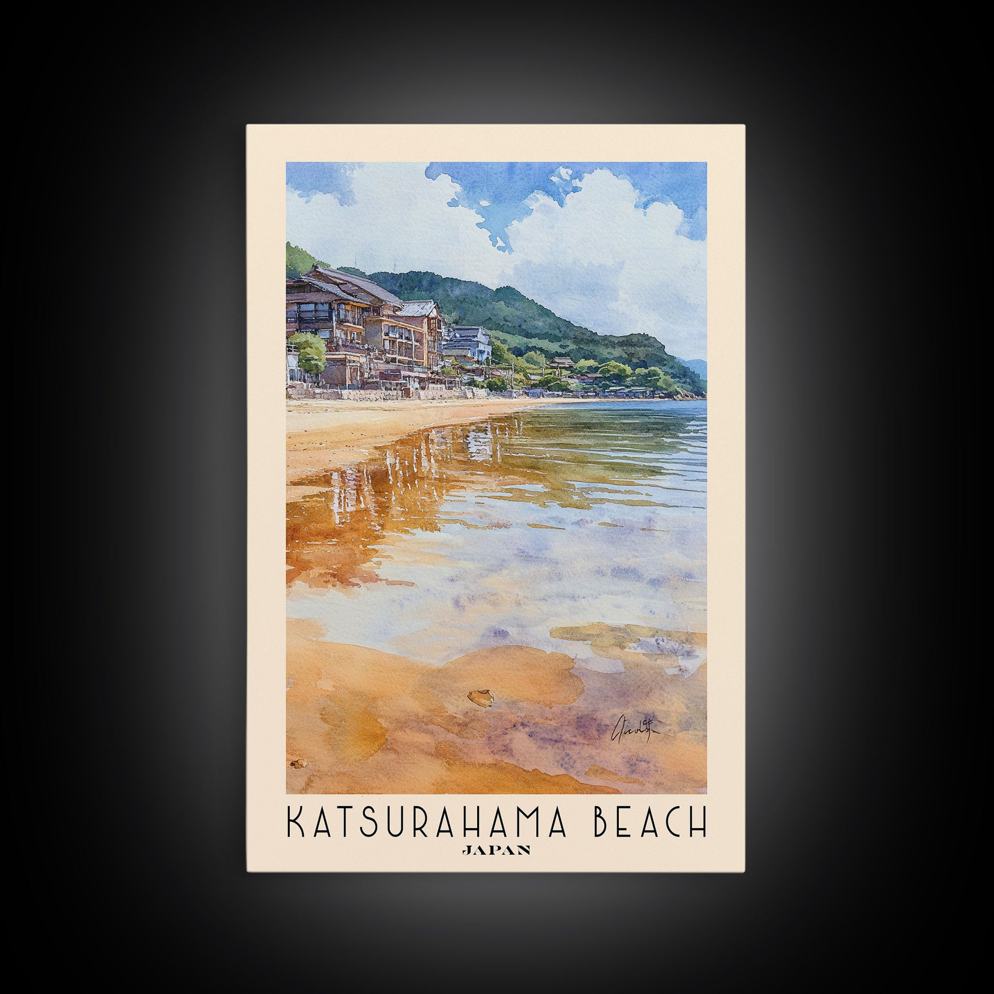 Katsurahama Beach, Japan Watercolor Print, Vacation Gift, Japan Wall Art, Vacation Wall Art, Vacatation Memories, Beach Decor, Beach Or Lakehouse Art