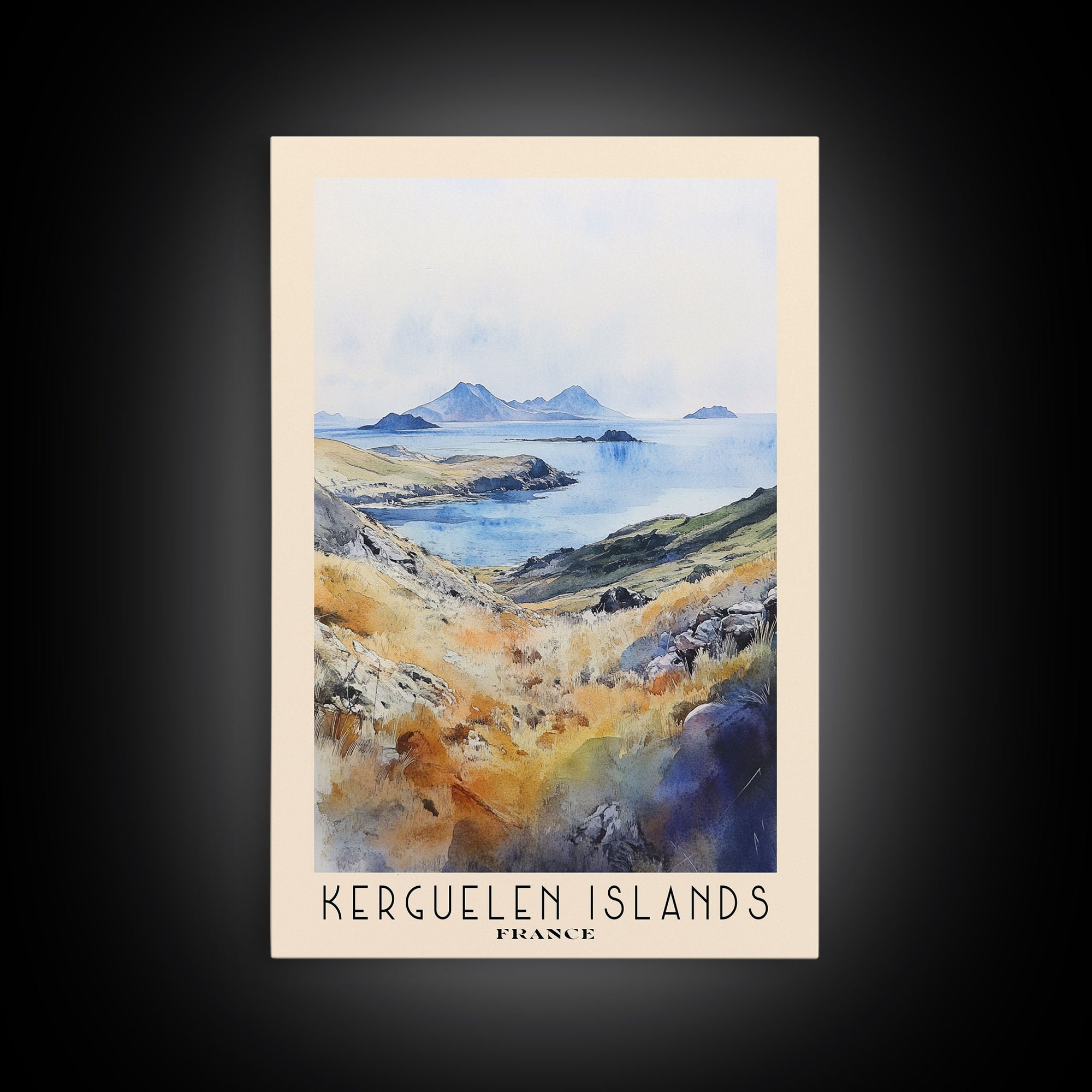 Kerguelen Islands, France Watercolor Print, Vacation Gift, France Wall Art, Beach Painting, Beach Decor, Beach Or Lakehouse Art