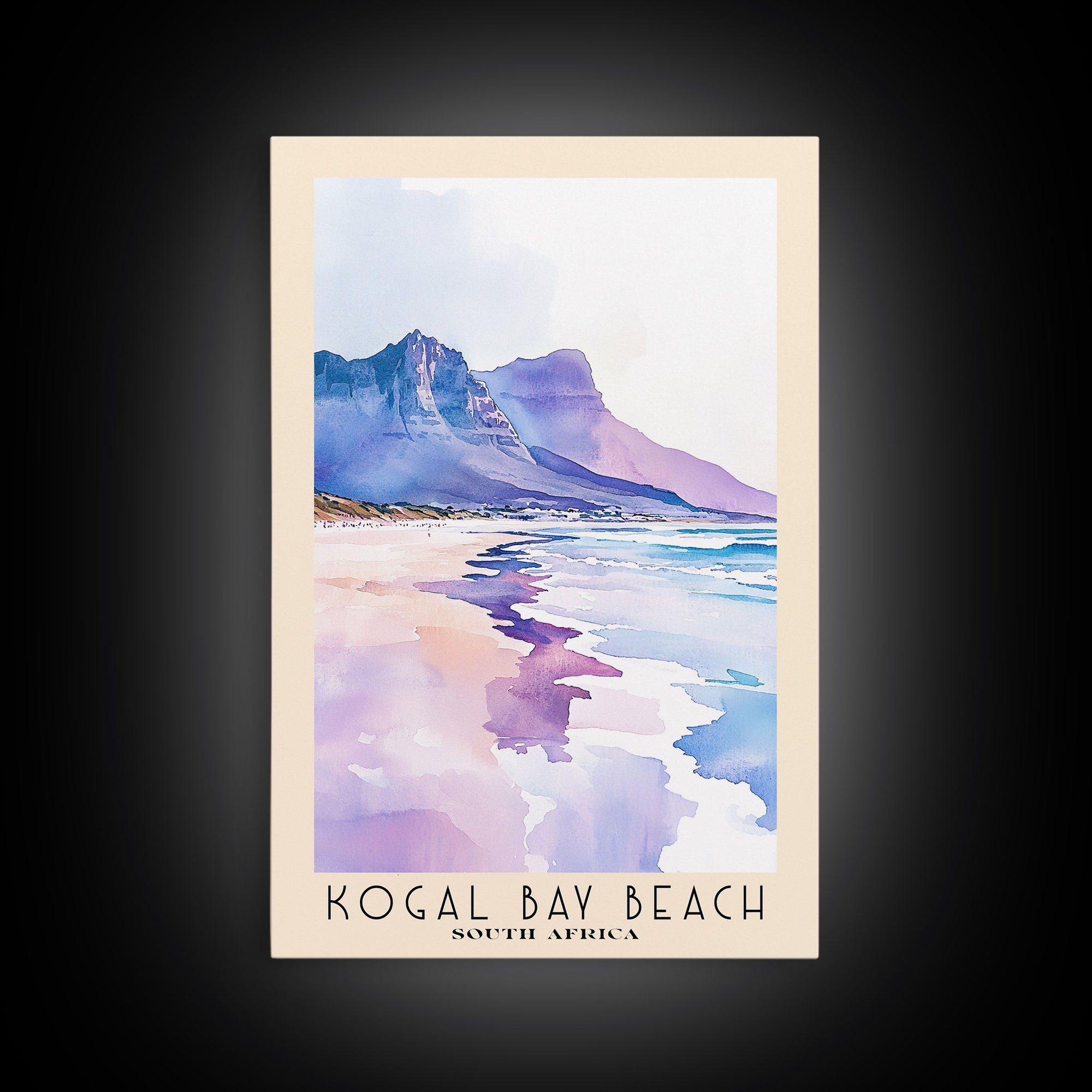 Kogal Bay Beach, South Africa Watercolor Print, Vacation Gift, South Africa Wall Art, Beach Painting, Beach Decor, Large Wall Art, Wood Frame Art