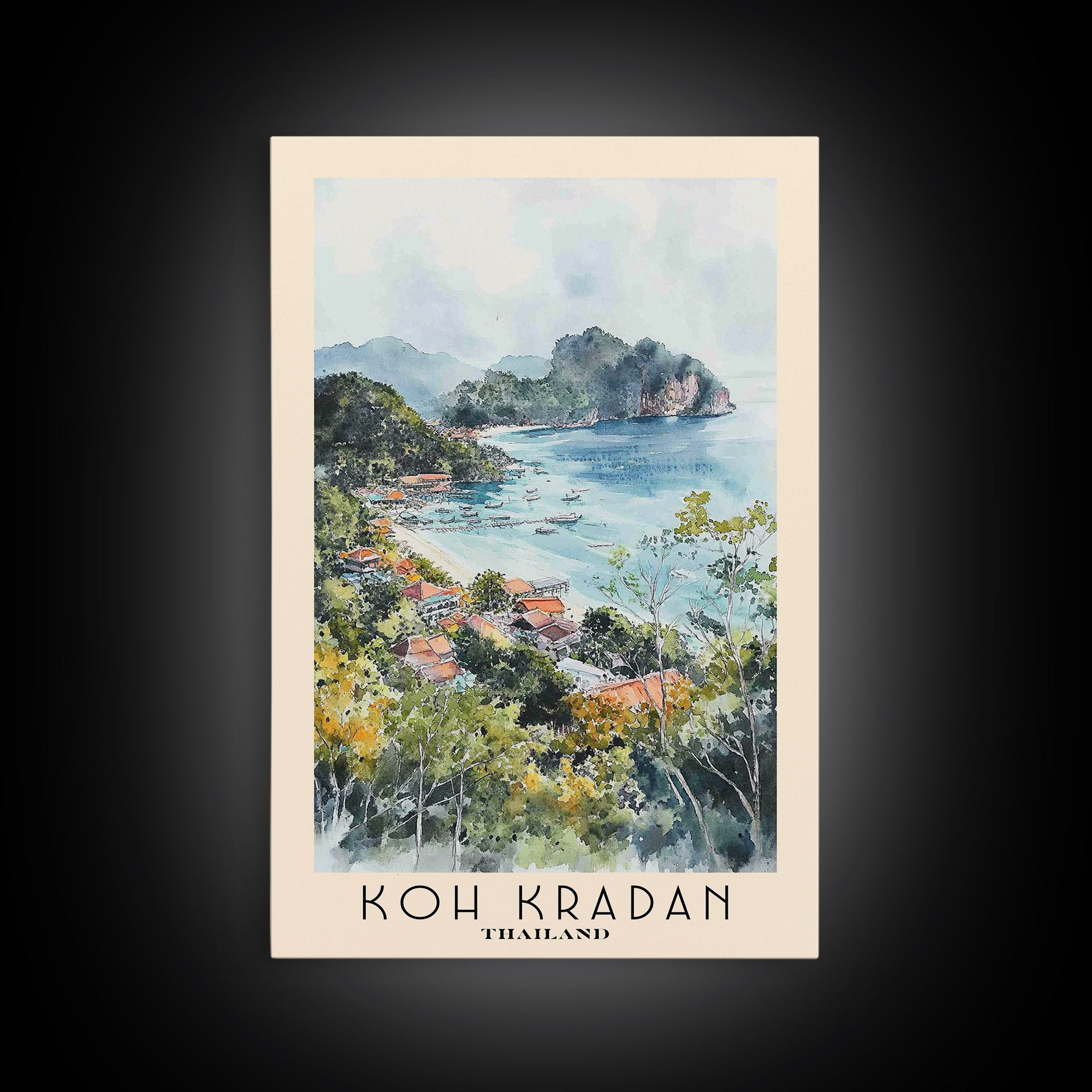 Koh Kradan, Thailand Watercolor Beach Print, Vacation Gift, Thailand Wall Art, Beach Painting, Beach Decor, Beach Painting