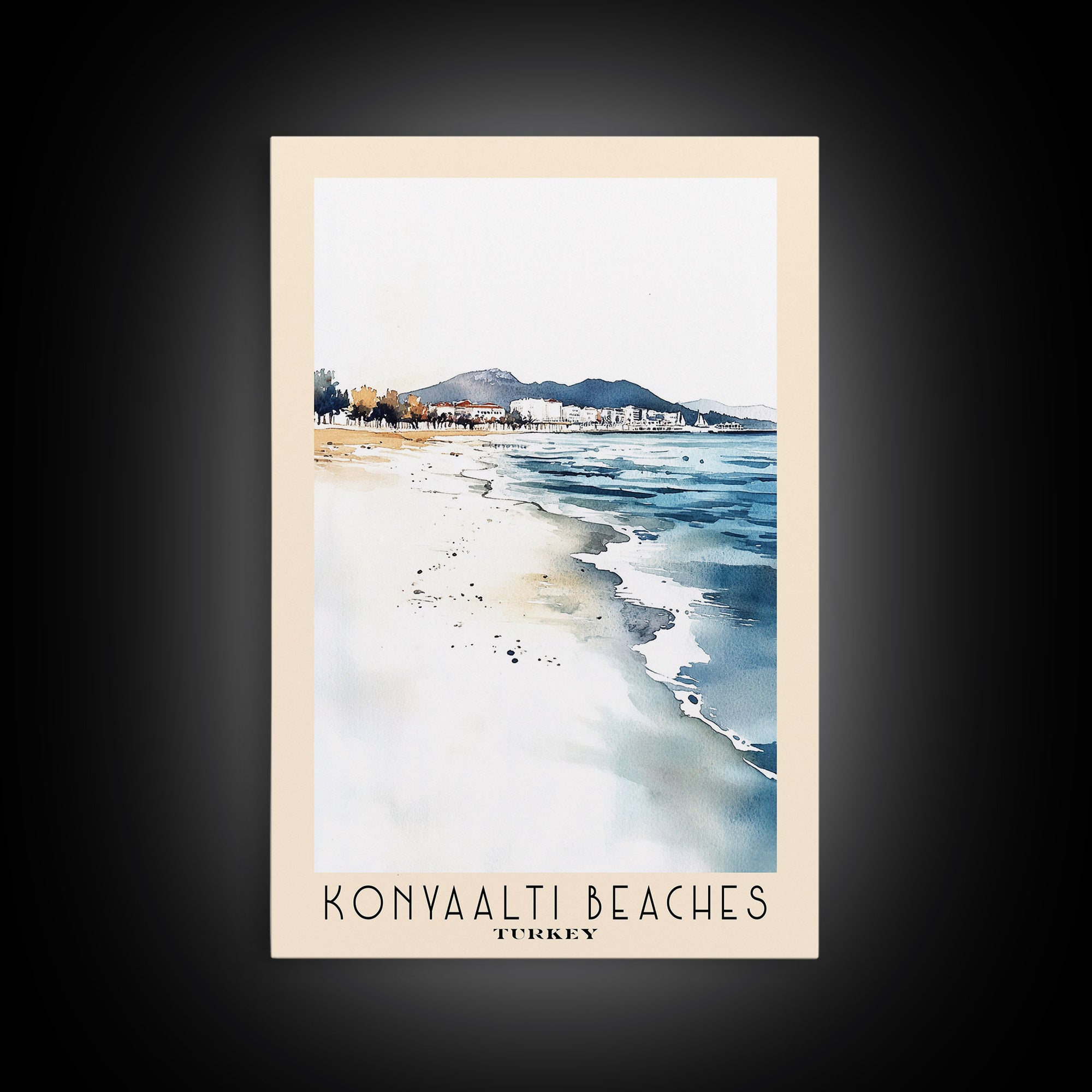 Konyaaltı Beaches, Turkey Watercolor Beach Print, Vacation Gift, Turkey Wall Art, Beach Painting, Beach Decor, Beach Painting